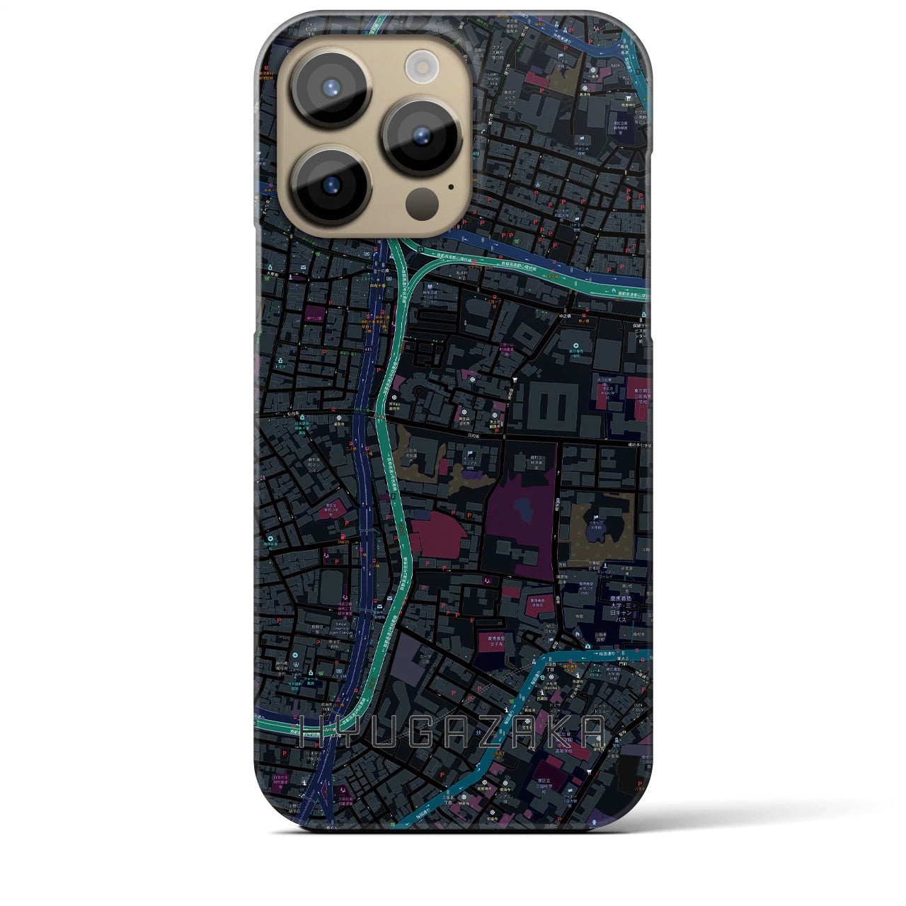 【日向坂】地図柄iPhoneケース（バックカバータイプ・ブラック）iPhone 14 Pro Max 用
