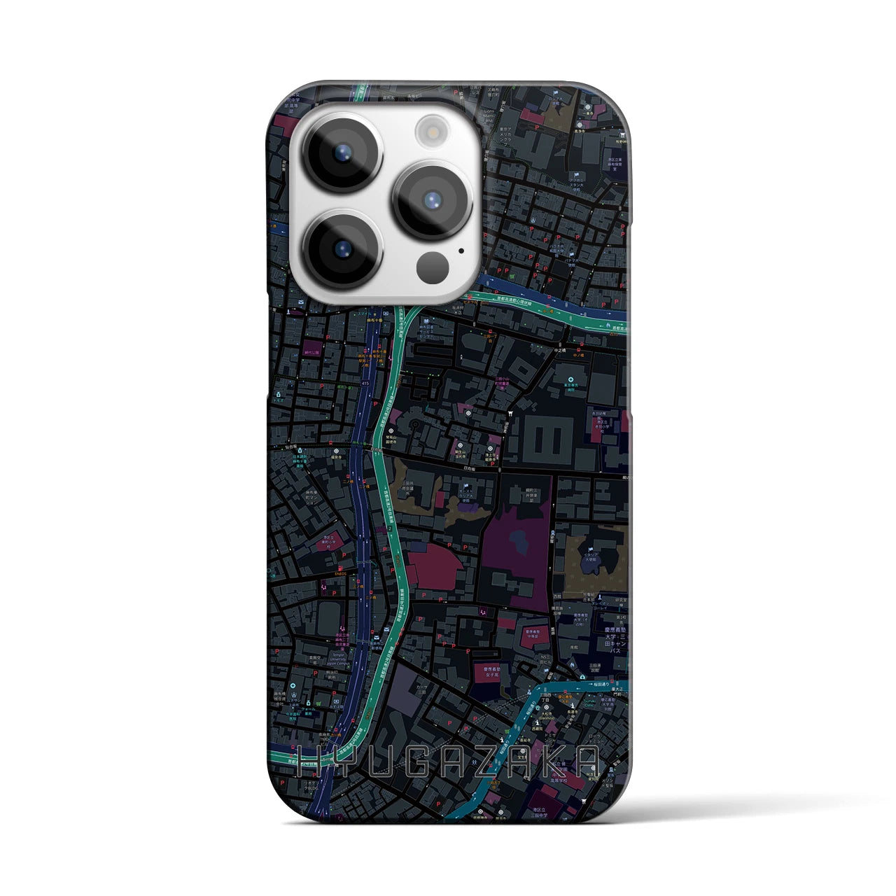 【日向坂】地図柄iPhoneケース（バックカバータイプ・ブラック）iPhone 14 Pro 用