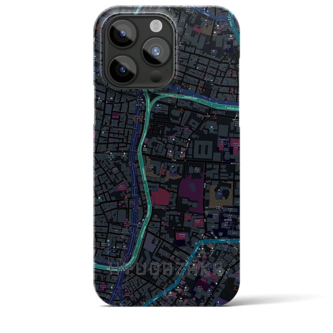 【日向坂】地図柄iPhoneケース（バックカバータイプ・ブラック）iPhone 15 Pro Max 用