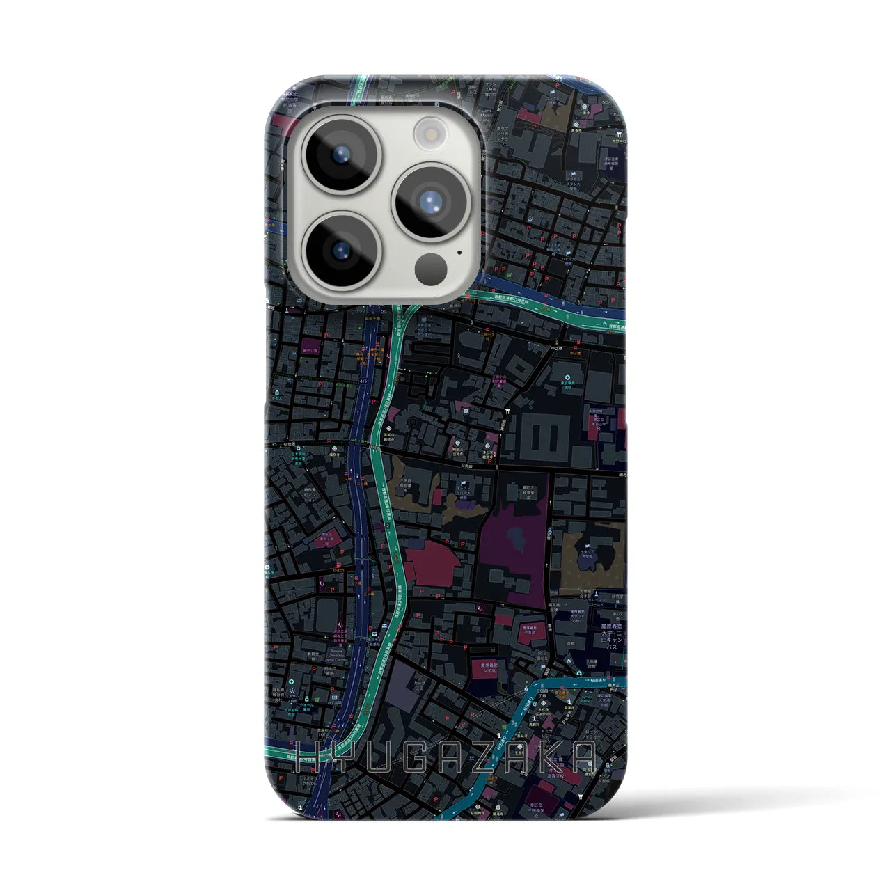 【日向坂】地図柄iPhoneケース（バックカバータイプ・ブラック）iPhone 15 Pro 用