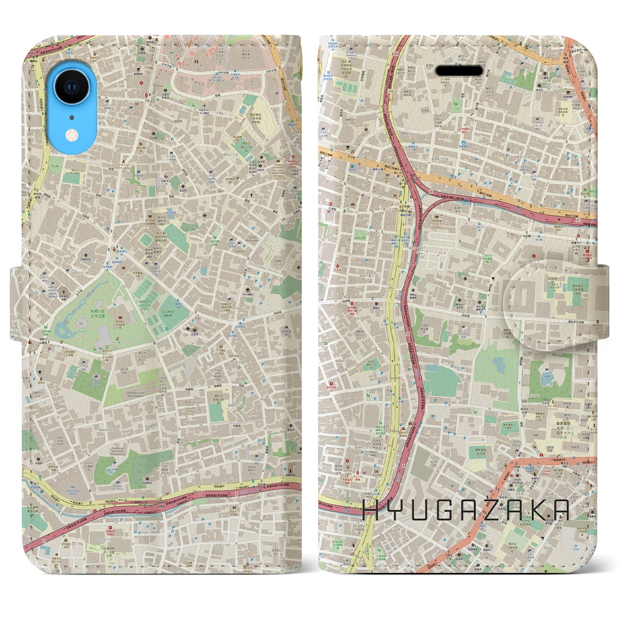 【日向坂】地図柄iPhoneケース（手帳両面タイプ・ナチュラル）iPhone XR 用