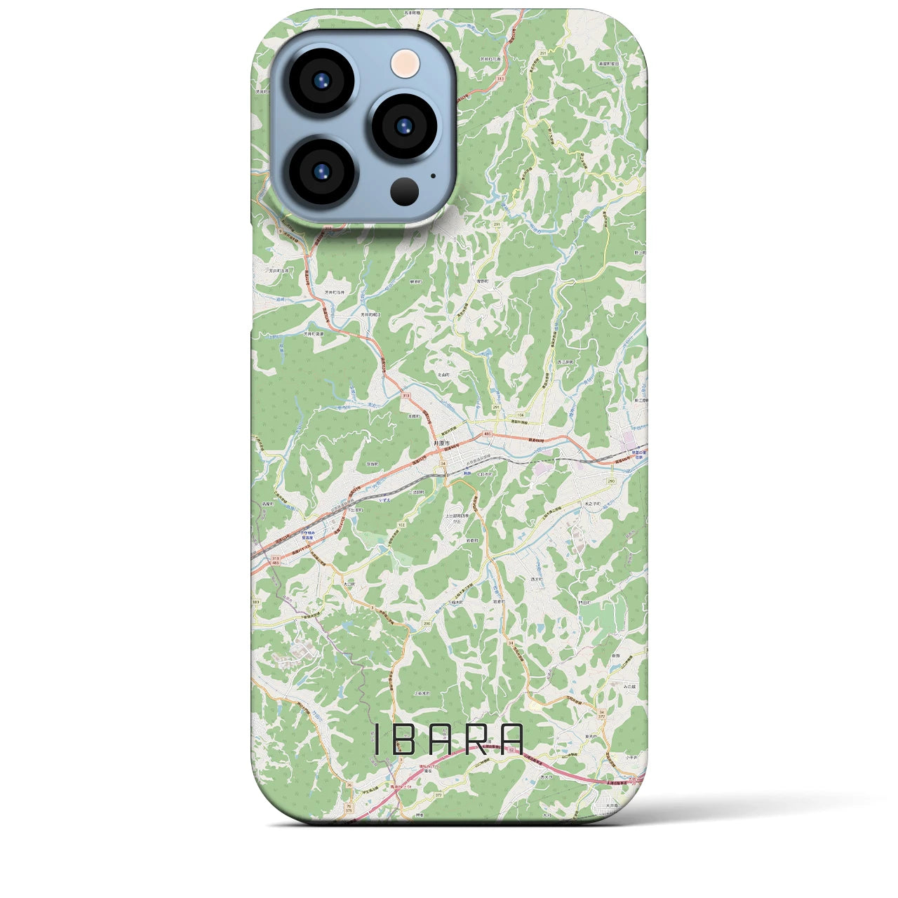 【井原】地図柄iPhoneケース（バックカバータイプ・ナチュラル）iPhone 13 Pro Max 用