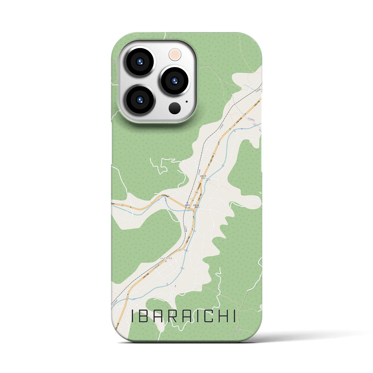 【井原市（広島県）】地図柄iPhoneケース（バックカバータイプ・ナチュラル）iPhone 13 Pro 用