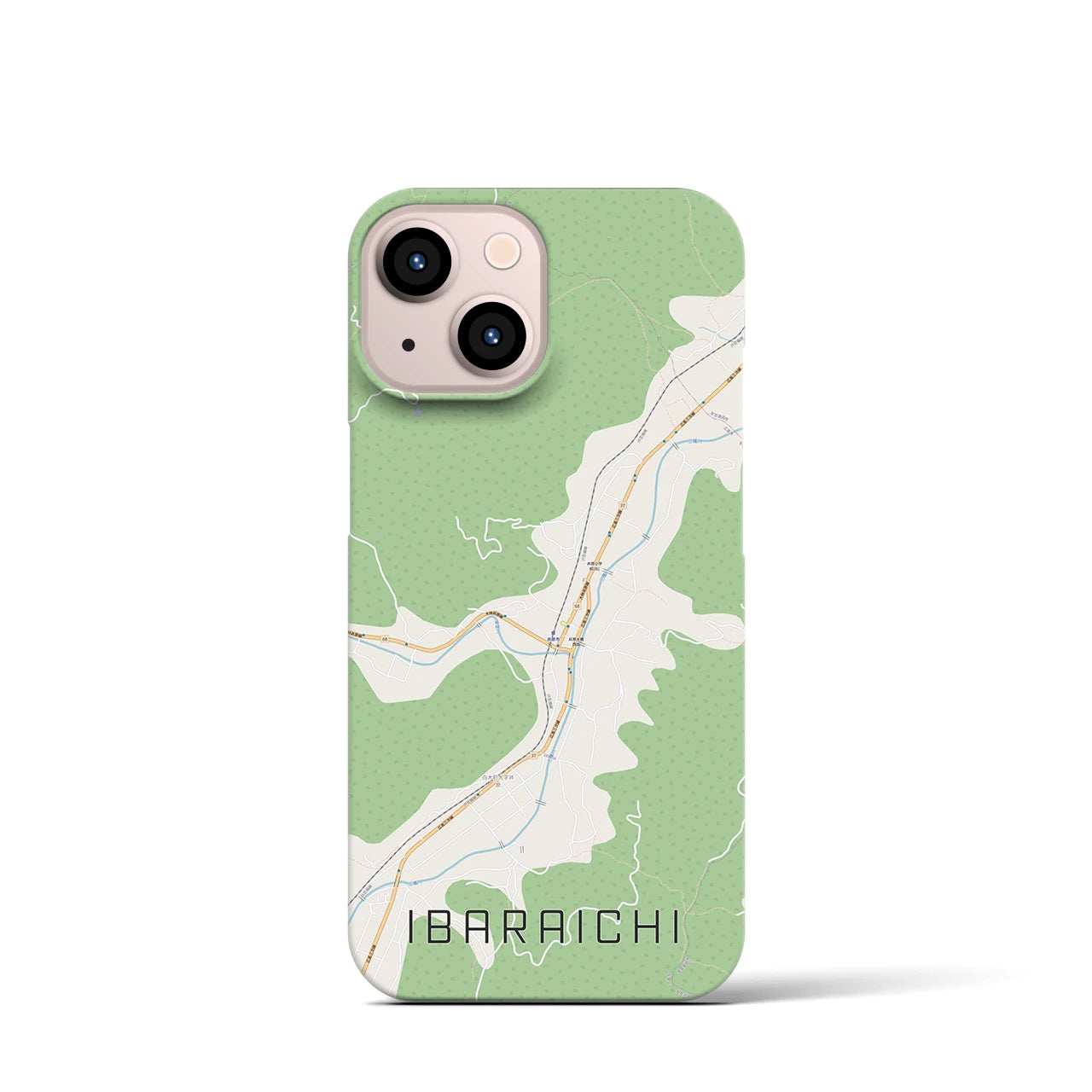【井原市（広島県）】地図柄iPhoneケース（バックカバータイプ・ナチュラル）iPhone 13 mini 用