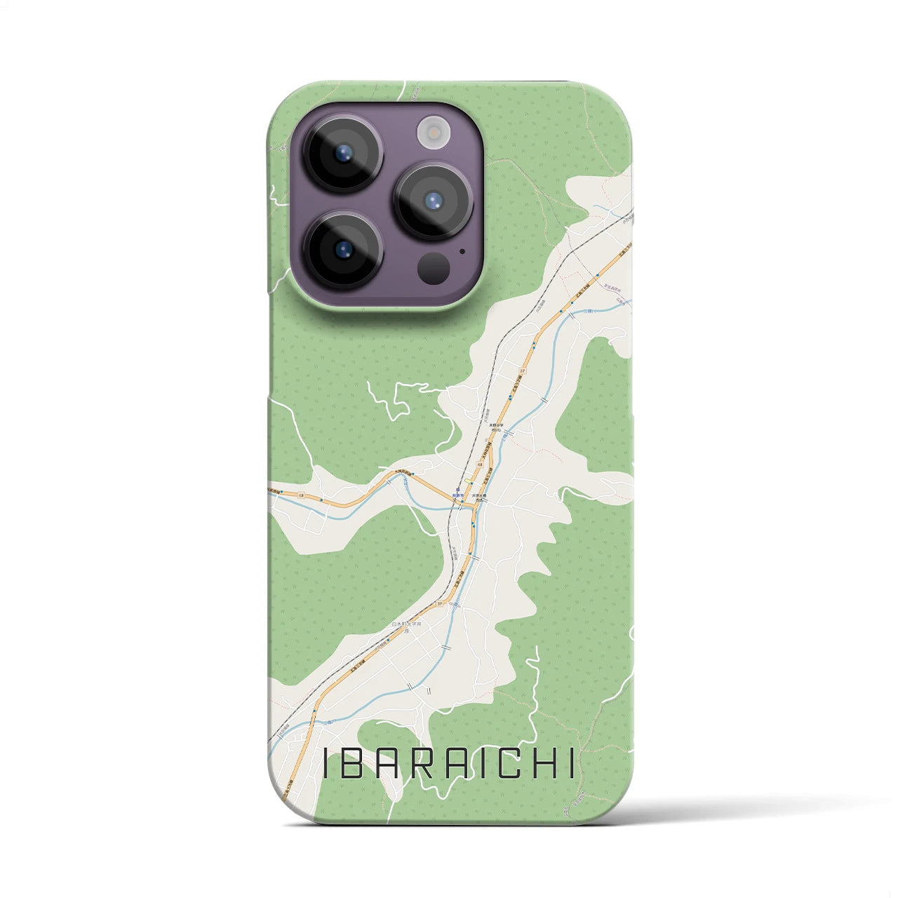 【井原市（広島県）】地図柄iPhoneケース（バックカバータイプ・ナチュラル）iPhone 14 Pro 用