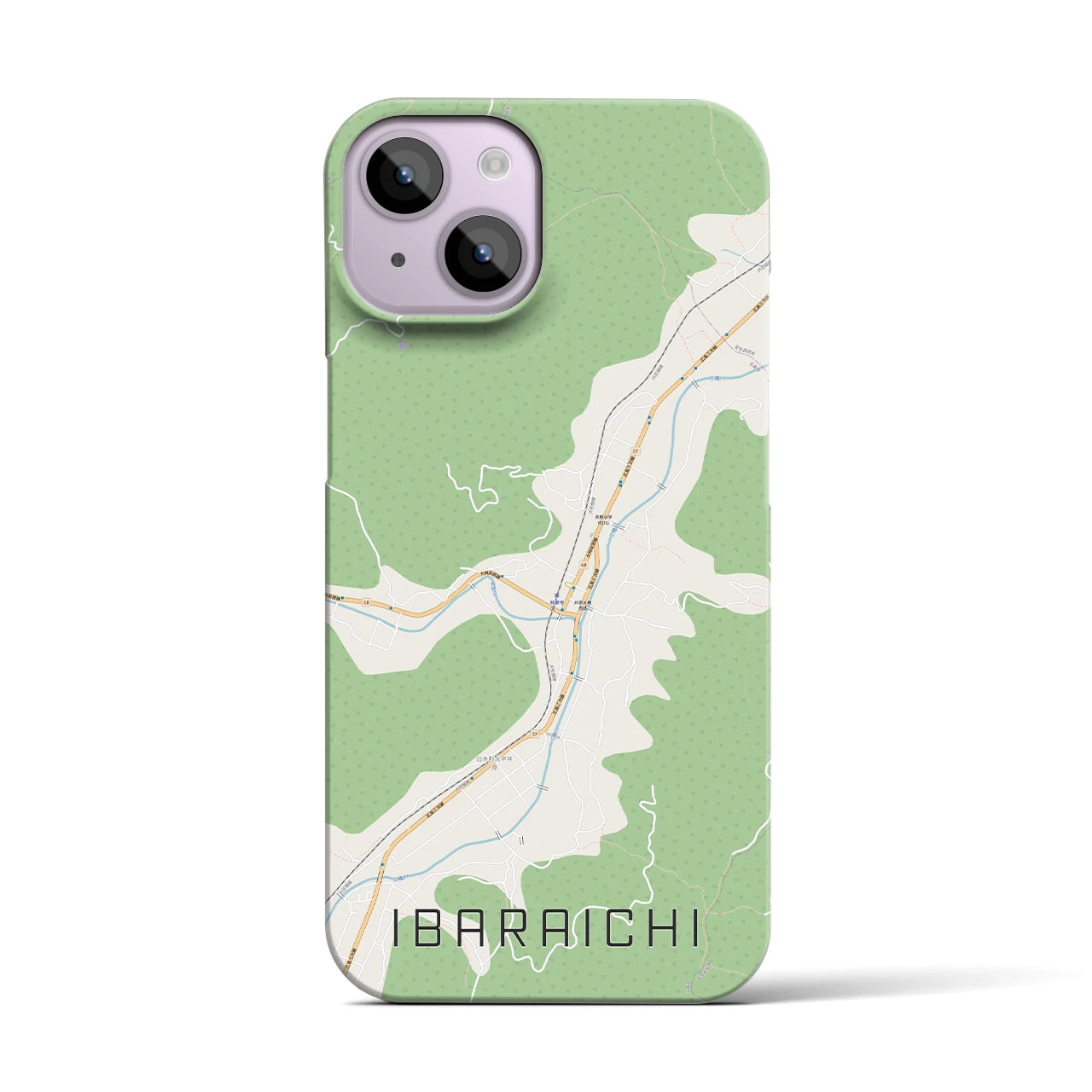 【井原市（広島県）】地図柄iPhoneケース（バックカバータイプ・ナチュラル）iPhone 14 用