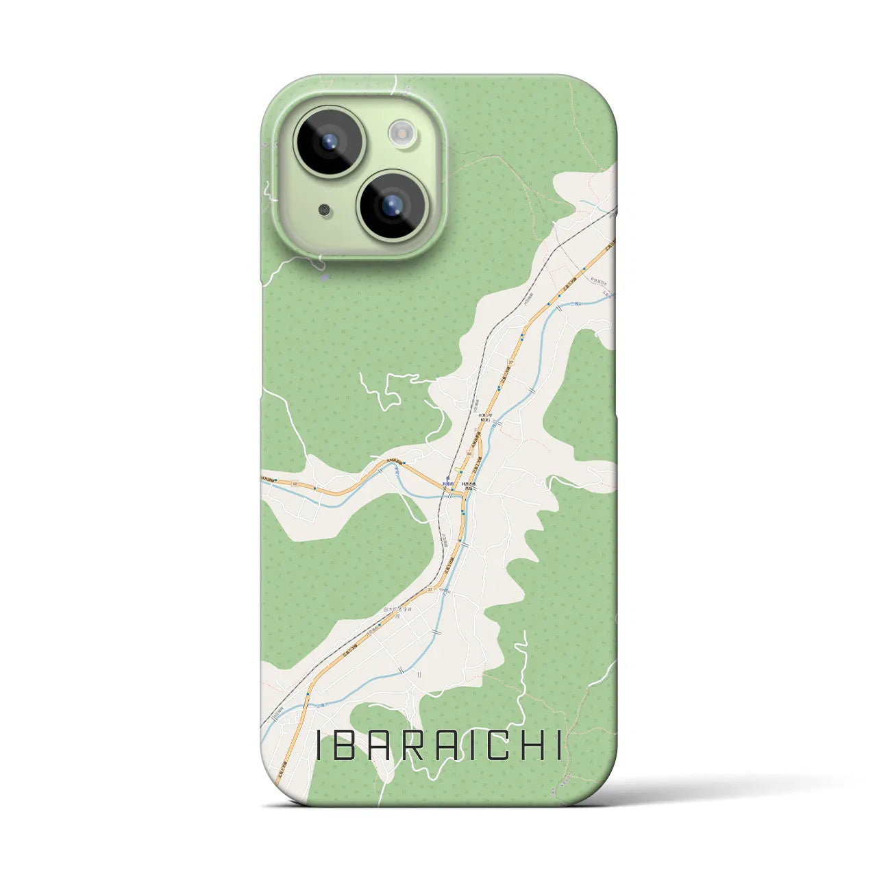 【井原市（広島県）】地図柄iPhoneケース（バックカバータイプ・ナチュラル）iPhone 15 用