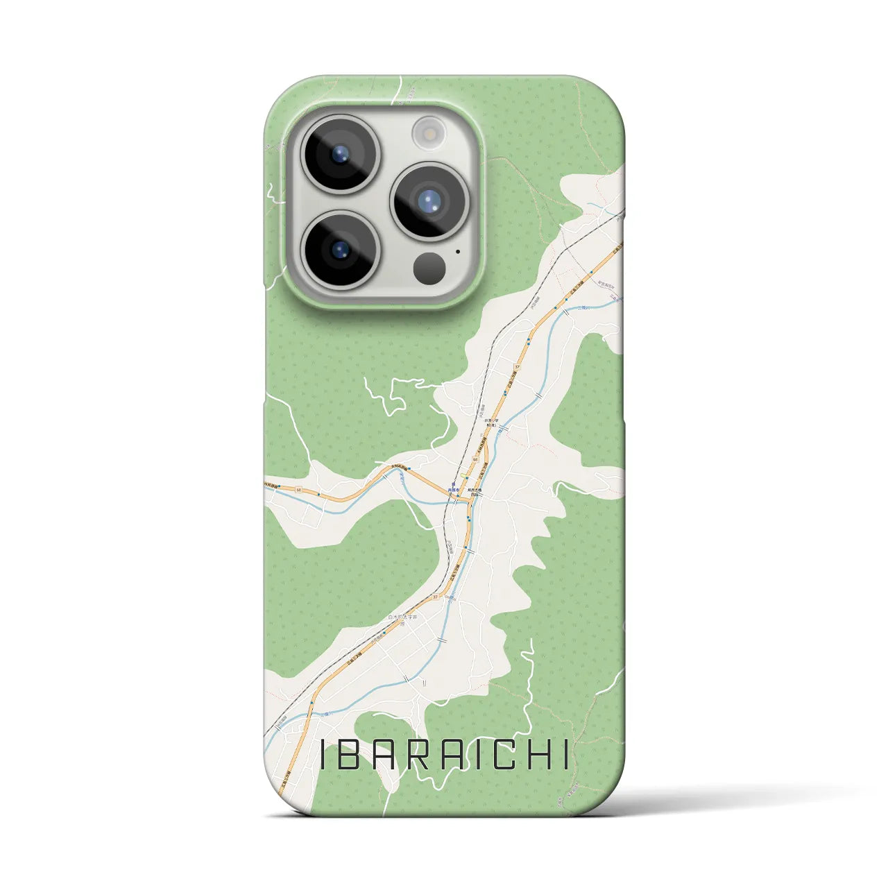 【井原市（広島県）】地図柄iPhoneケース（バックカバータイプ・ナチュラル）iPhone 15 Pro 用