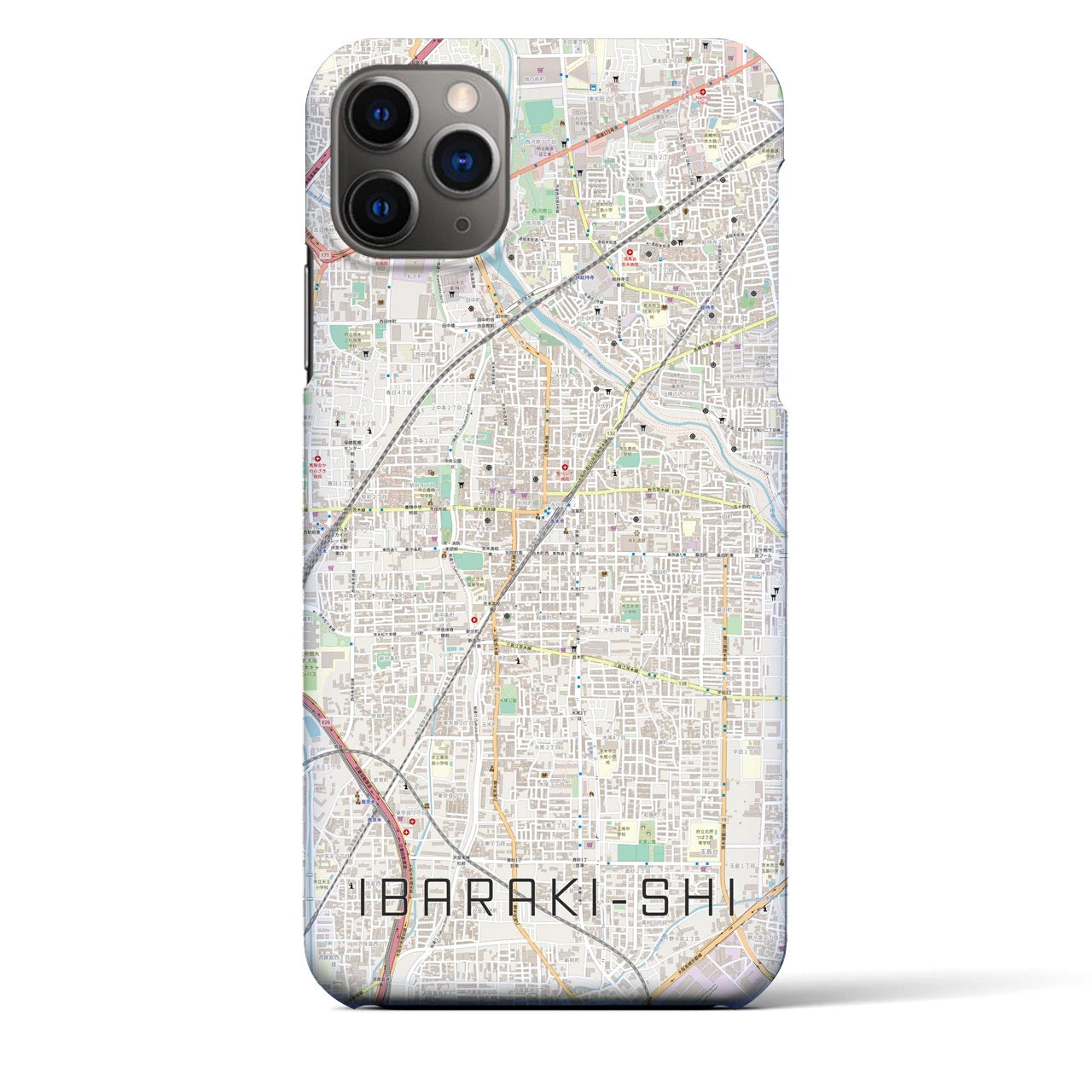 【茨木市】地図柄iPhoneケース（バックカバータイプ・ナチュラル）iPhone 11 Pro Max 用