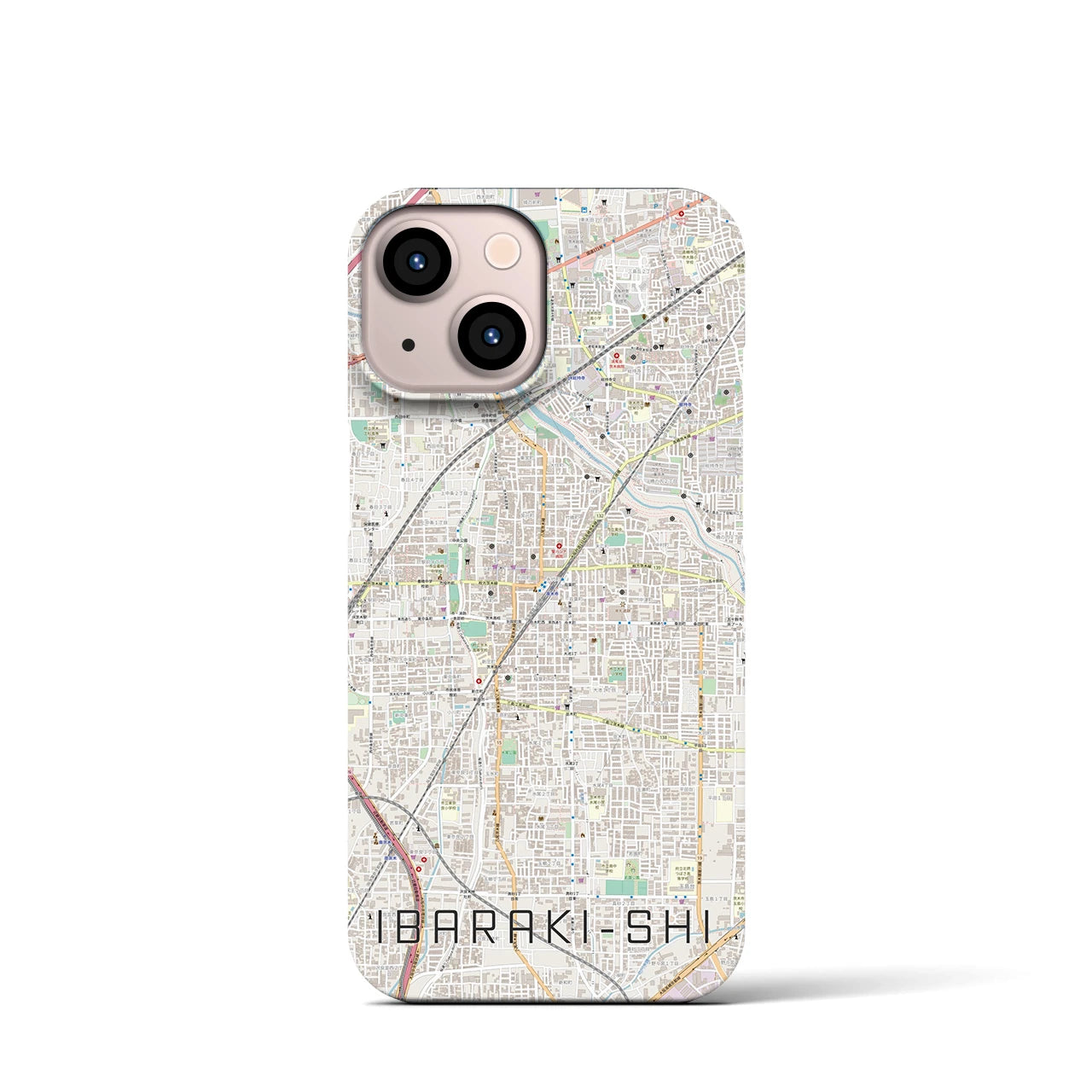 【茨木市】地図柄iPhoneケース（バックカバータイプ・ナチュラル）iPhone 13 mini 用