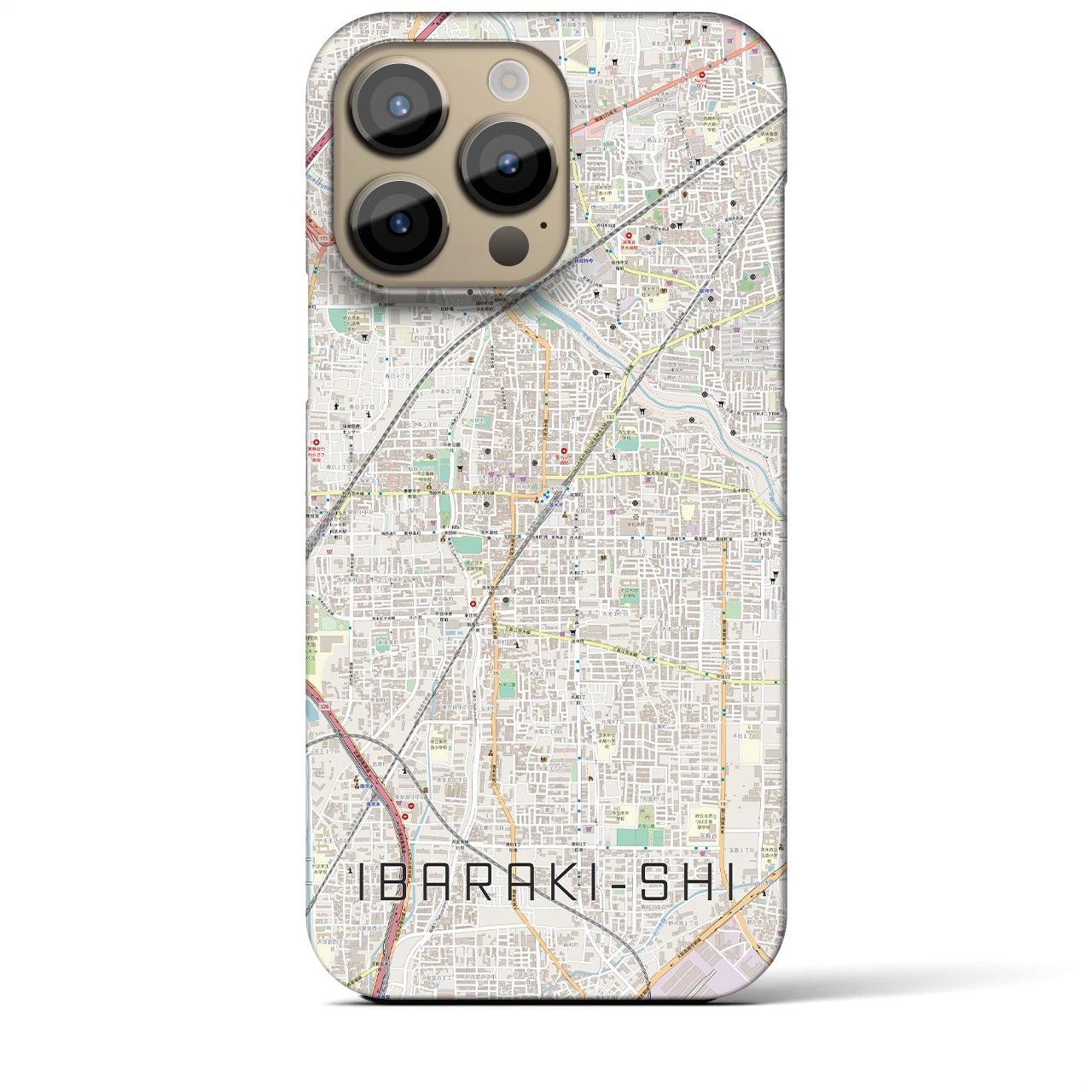 【茨木市】地図柄iPhoneケース（バックカバータイプ・ナチュラル）iPhone 14 Pro Max 用