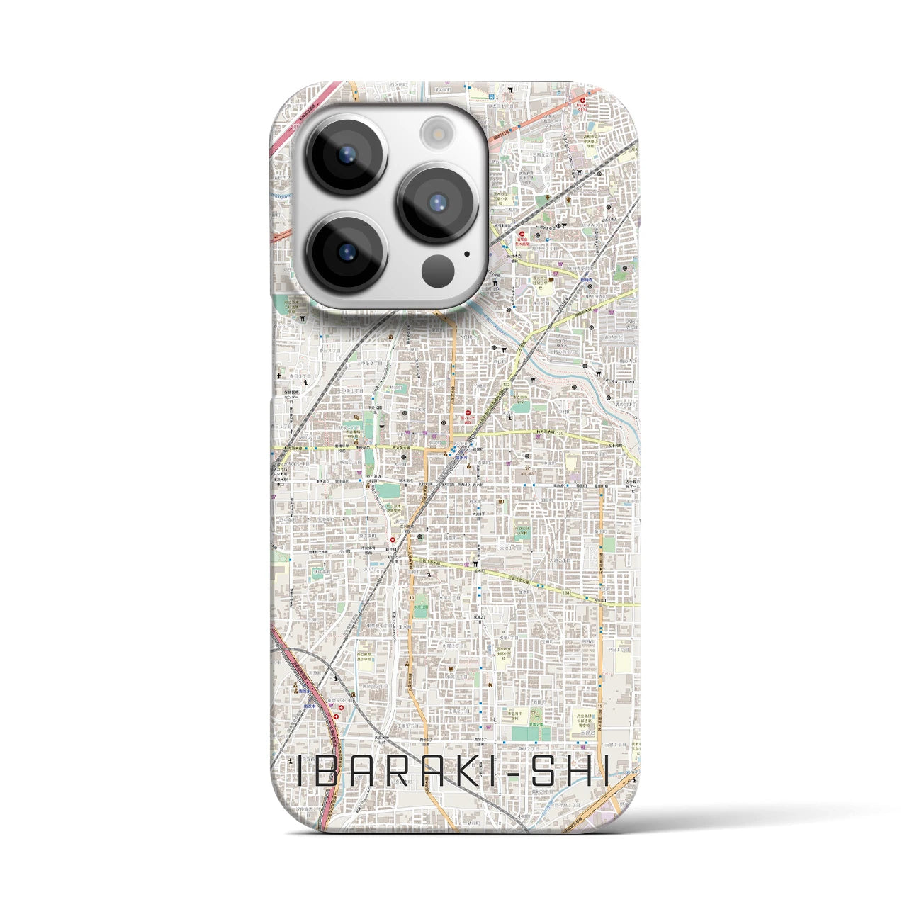 【茨木市】地図柄iPhoneケース（バックカバータイプ・ナチュラル）iPhone 14 Pro 用