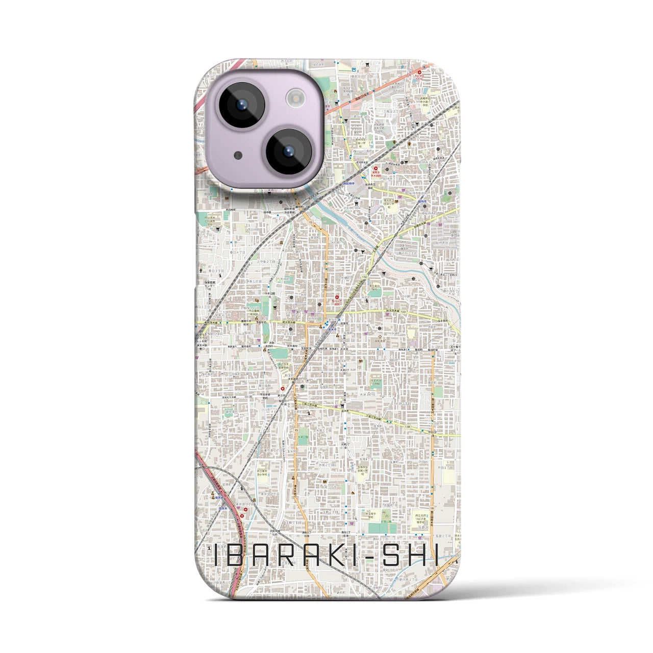 【茨木市】地図柄iPhoneケース（バックカバータイプ・ナチュラル）iPhone 14 用