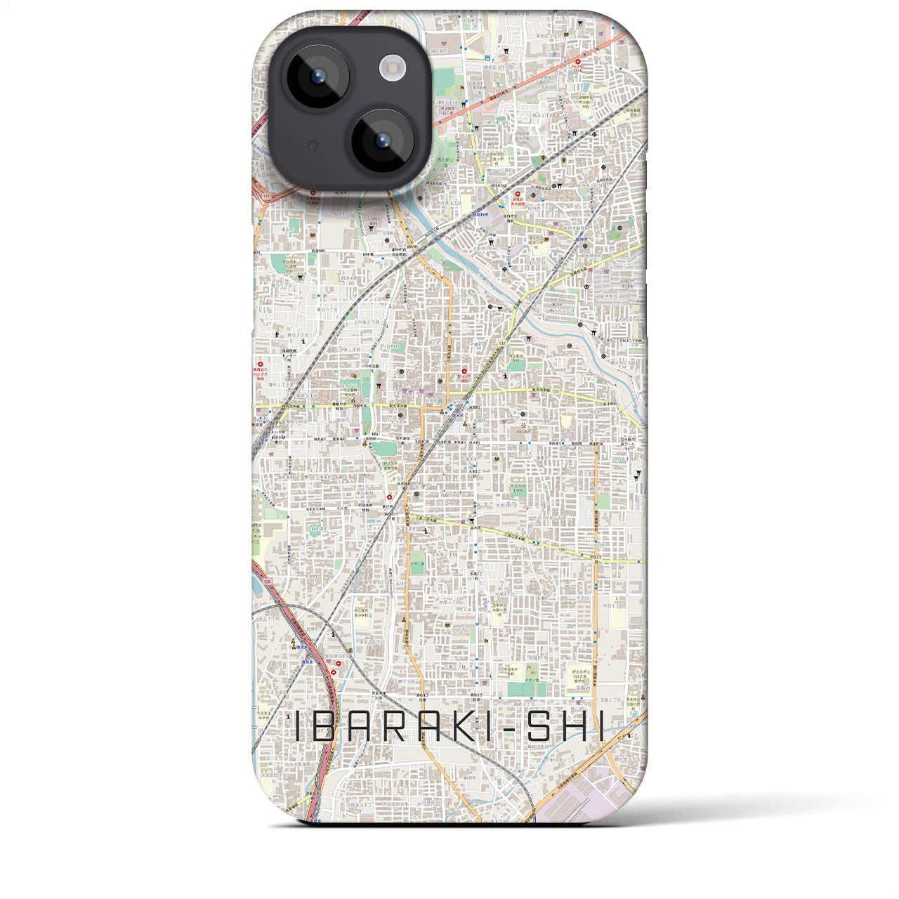 【茨木市】地図柄iPhoneケース（バックカバータイプ・ナチュラル）iPhone 14 Plus 用