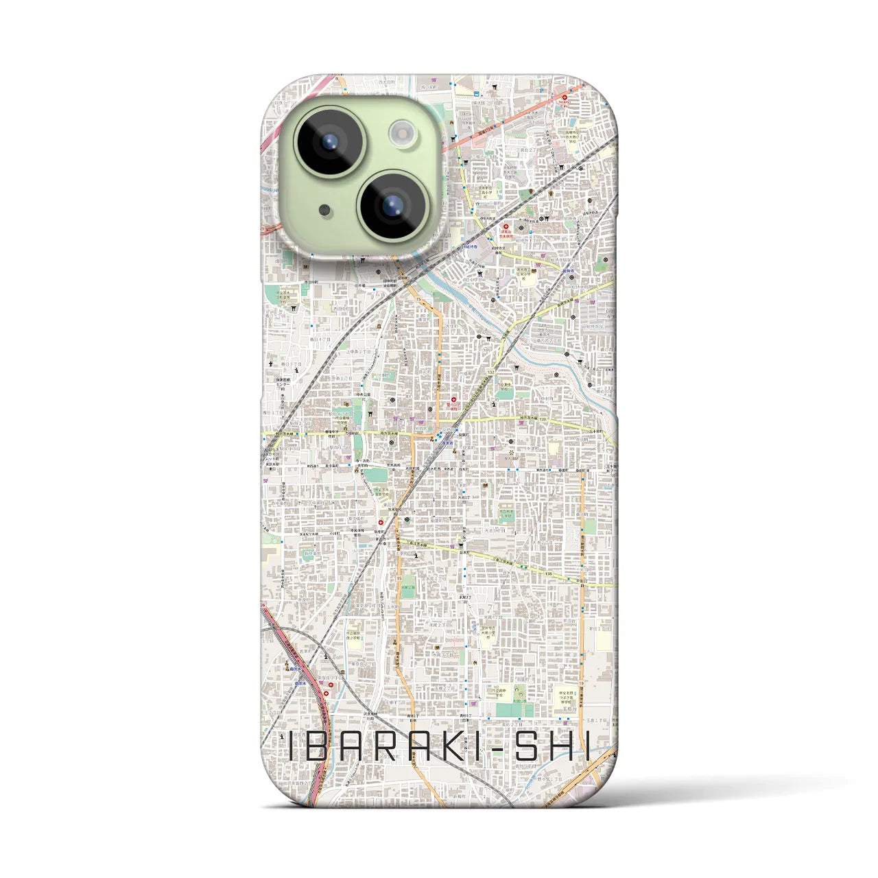 【茨木市】地図柄iPhoneケース（バックカバータイプ・ナチュラル）iPhone 15 用