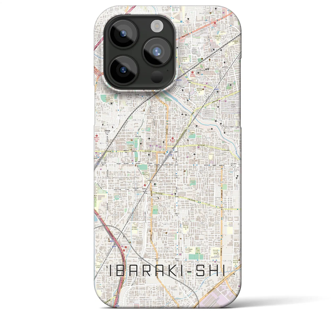 【茨木市】地図柄iPhoneケース（バックカバータイプ・ナチュラル）iPhone 15 Pro Max 用
