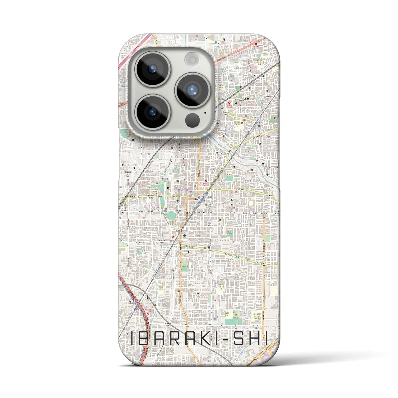 【茨木市】地図柄iPhoneケース（バックカバータイプ・ナチュラル）iPhone 15 Pro 用