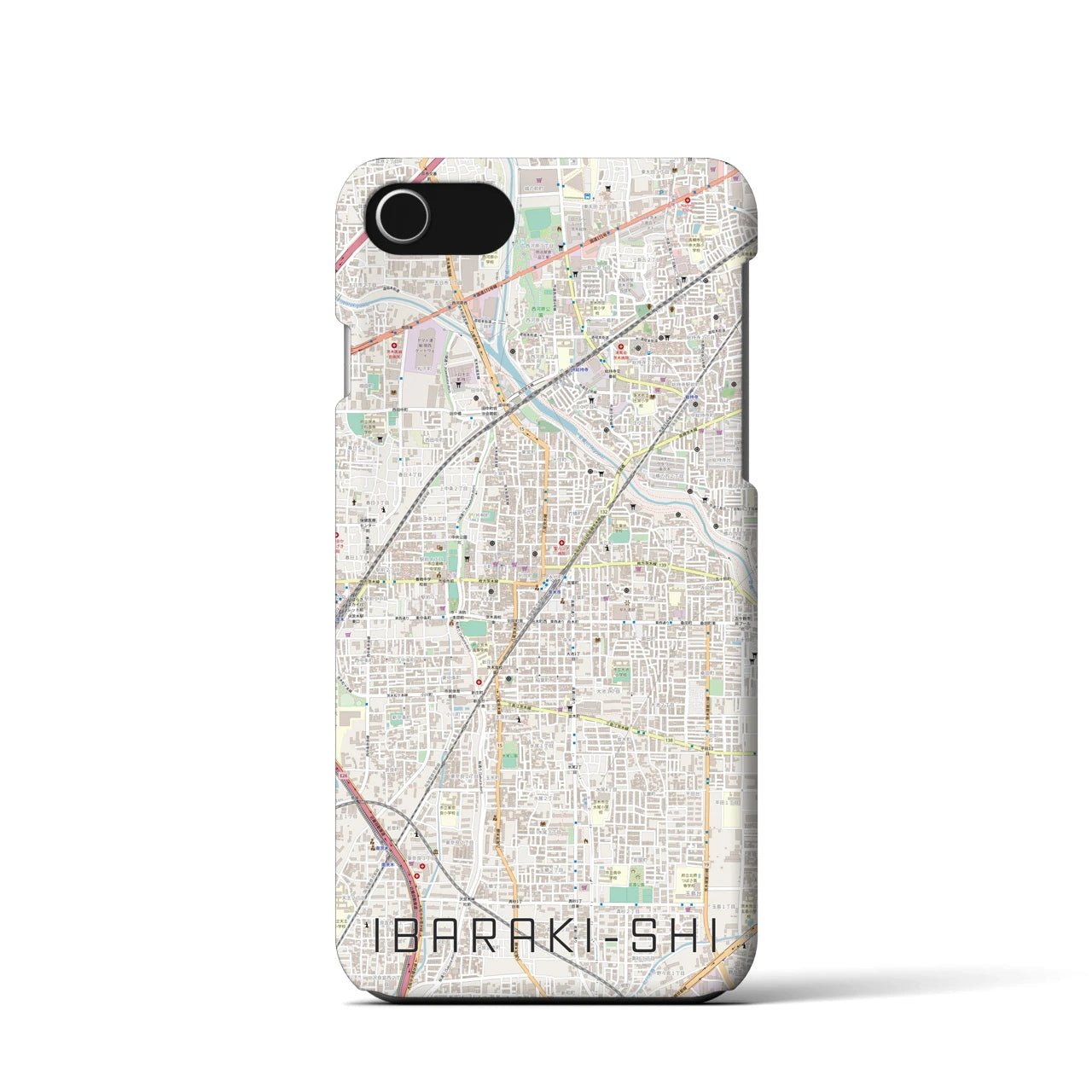 【茨木市】地図柄iPhoneケース（バックカバータイプ・ナチュラル）iPhone SE（第3 / 第2世代） / 8 / 7 / 6s / 6 用