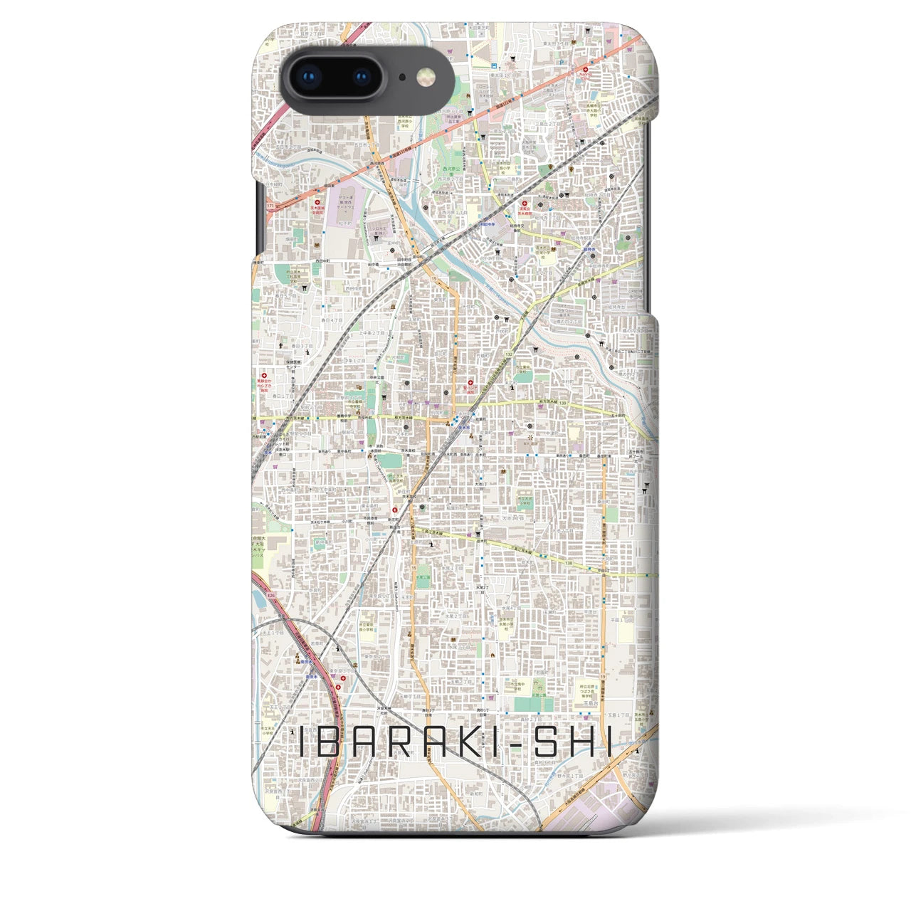 【茨木市】地図柄iPhoneケース（バックカバータイプ・ナチュラル）iPhone 8Plus /7Plus / 6sPlus / 6Plus 用