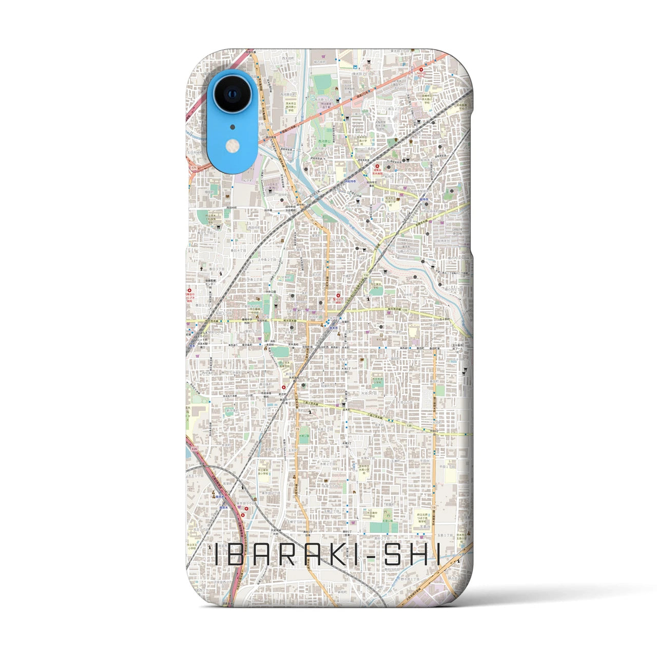 【茨木市】地図柄iPhoneケース（バックカバータイプ・ナチュラル）iPhone XR 用