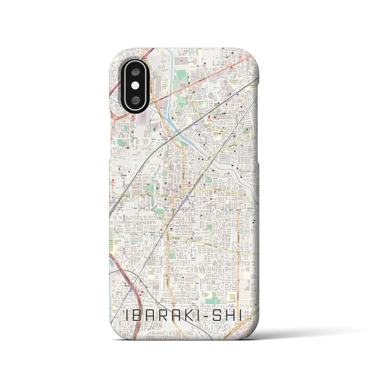 【茨木市】地図柄iPhoneケース（バックカバータイプ・ナチュラル）iPhone XS / X 用