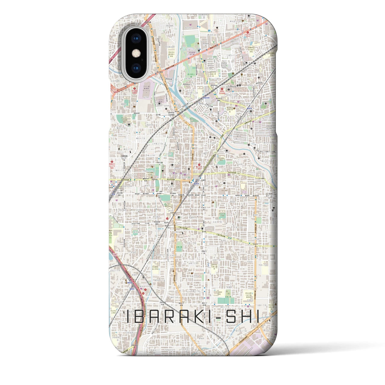 【茨木市】地図柄iPhoneケース（バックカバータイプ・ナチュラル）iPhone XS Max 用