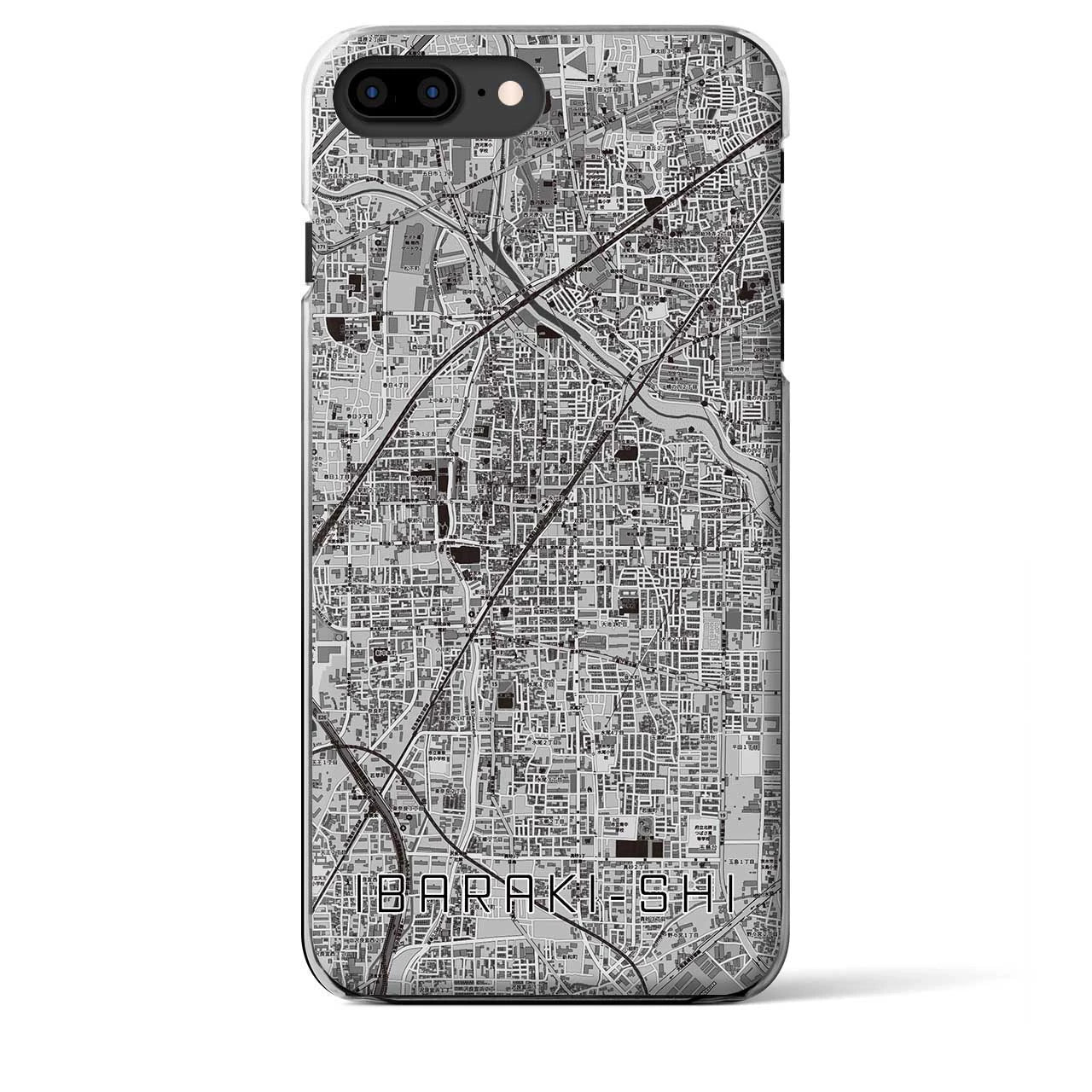 【茨木市】地図柄iPhoneケース（クリアタイプ・モノトーン）iPhone 8Plus /7Plus / 6sPlus / 6Plus 用