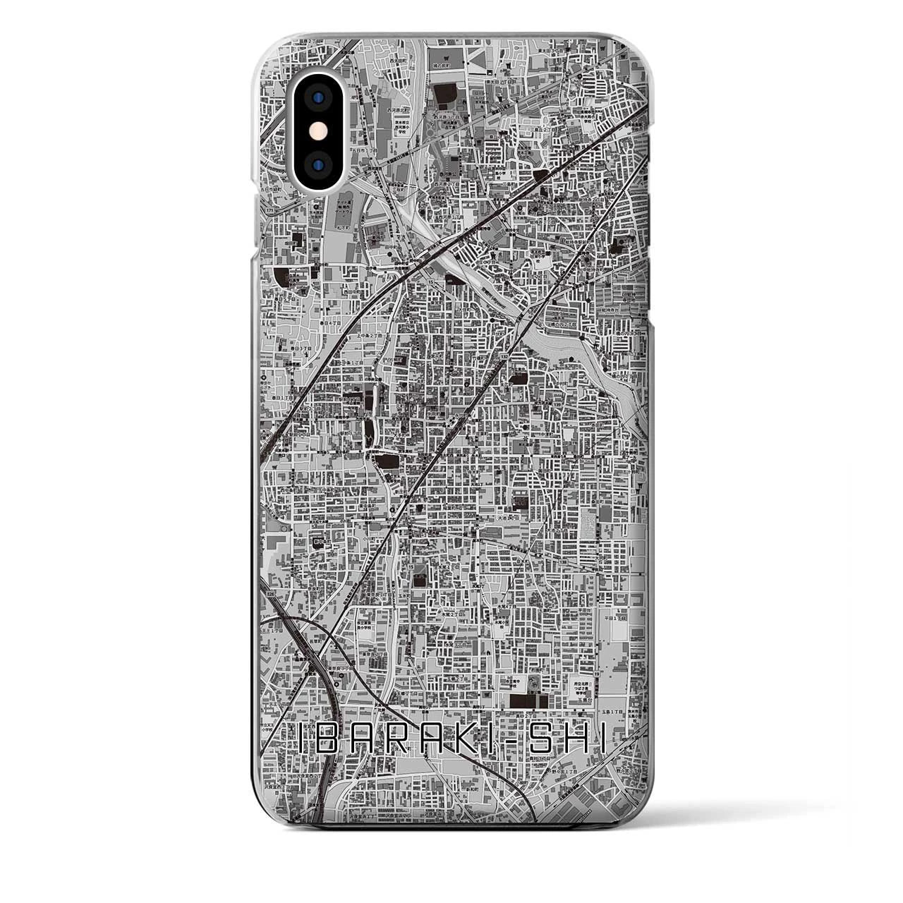 【茨木市】地図柄iPhoneケース（クリアタイプ・モノトーン）iPhone XS Max 用