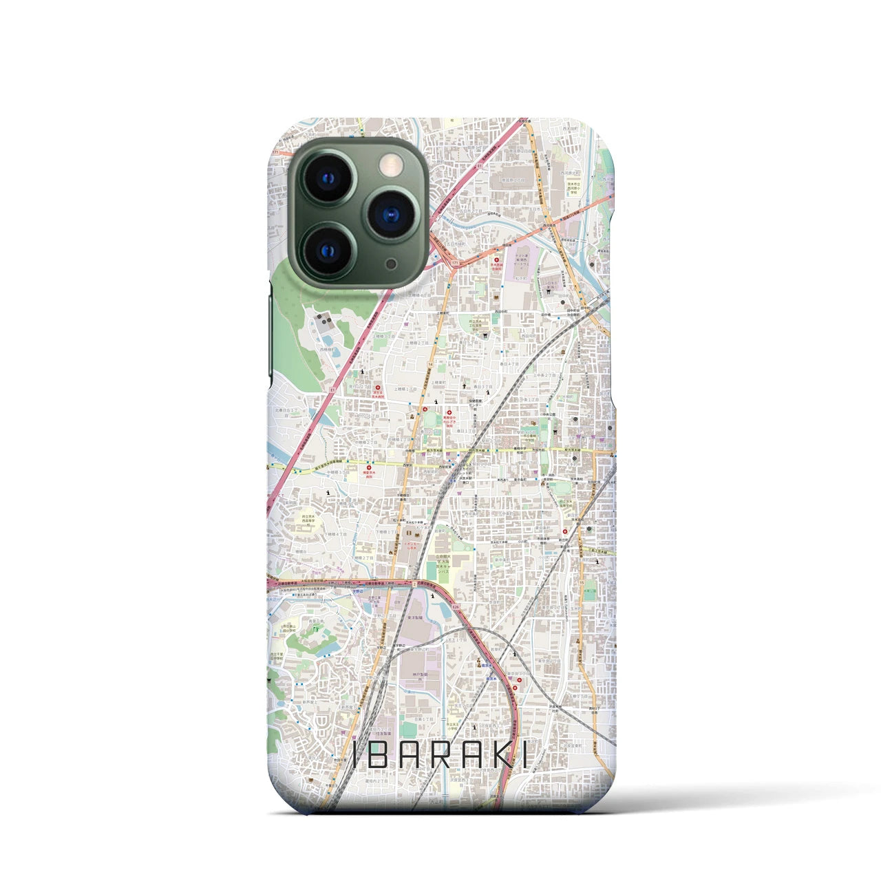 【茨木】地図柄iPhoneケース（バックカバータイプ・ナチュラル）iPhone 11 Pro 用