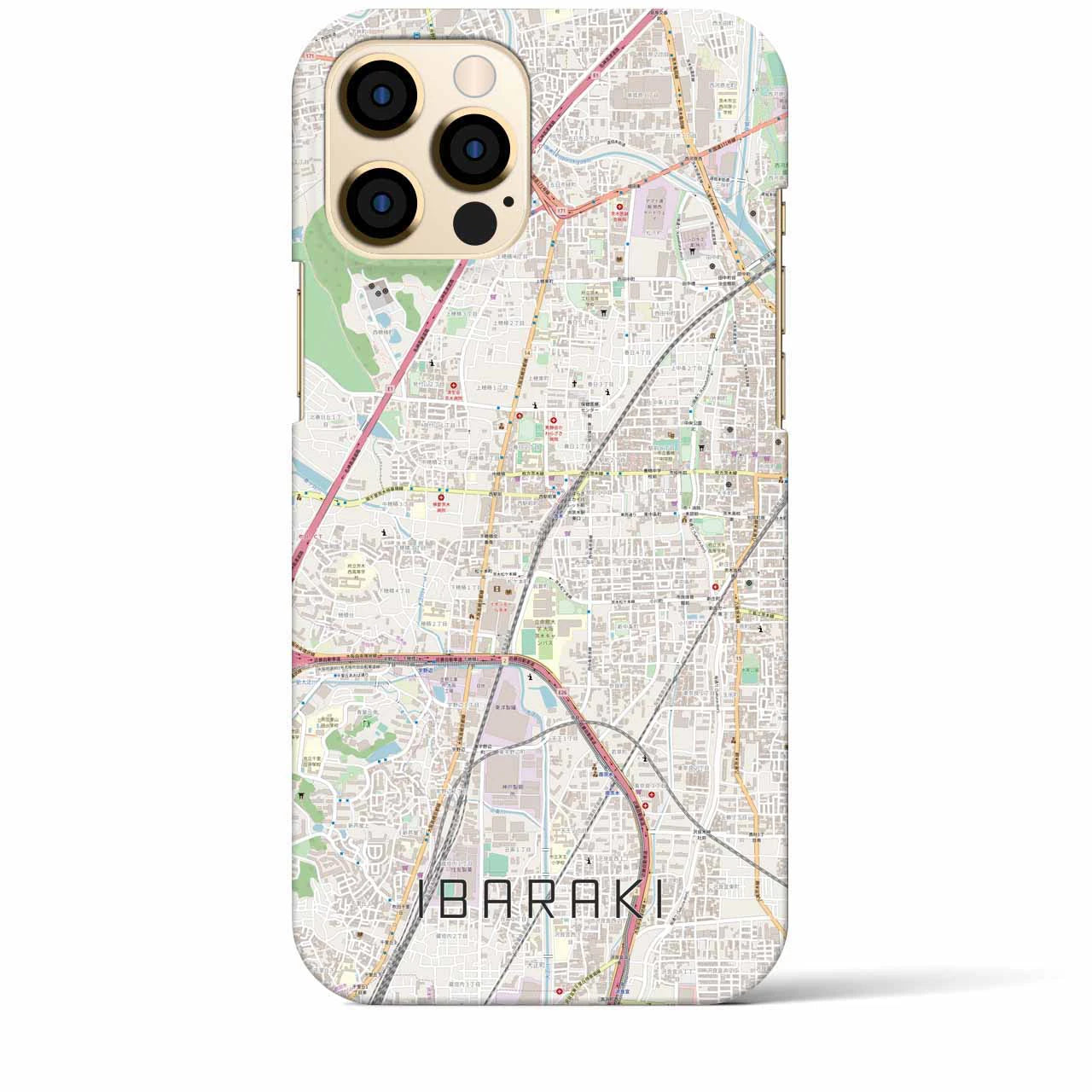 【茨木】地図柄iPhoneケース（バックカバータイプ・ナチュラル）iPhone 12 Pro Max 用