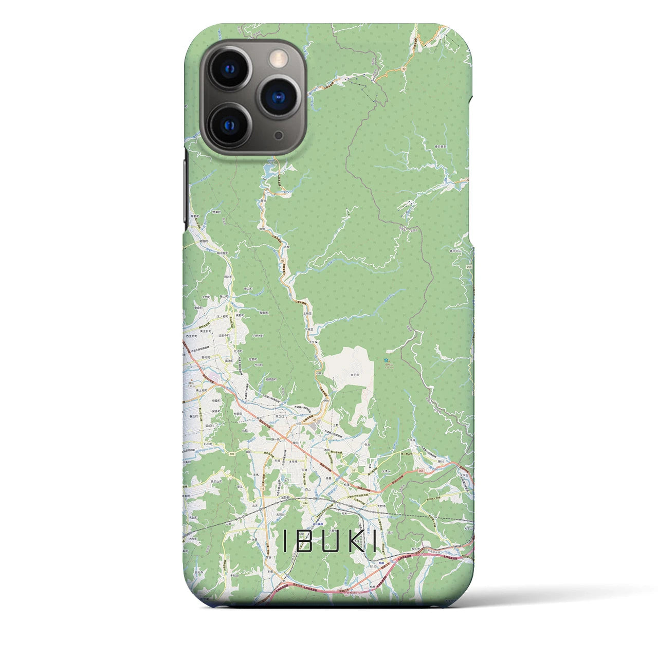 【伊吹】地図柄iPhoneケース（バックカバータイプ・ナチュラル）iPhone 11 Pro Max 用