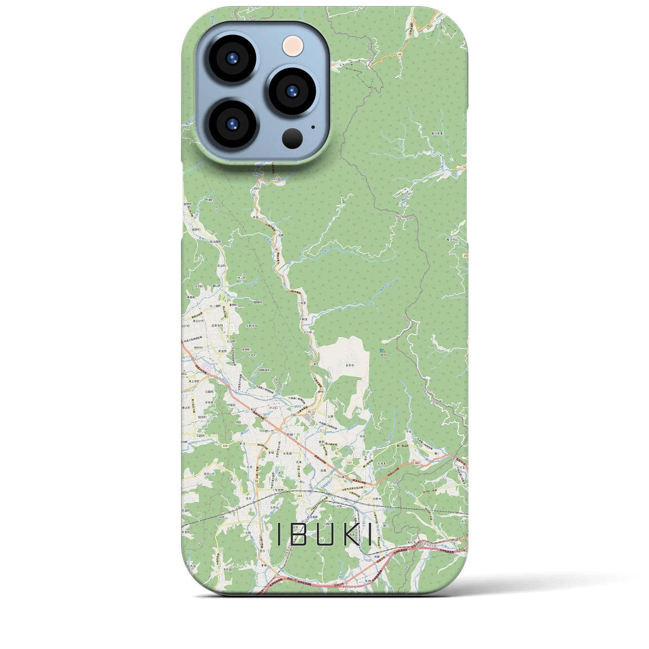 【伊吹】地図柄iPhoneケース（バックカバータイプ・ナチュラル）iPhone 13 Pro Max 用