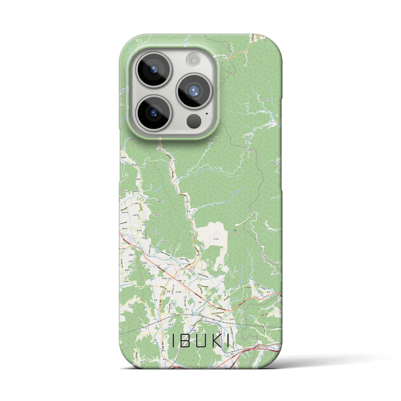 【伊吹】地図柄iPhoneケース（バックカバータイプ・ナチュラル）iPhone 15 Pro 用