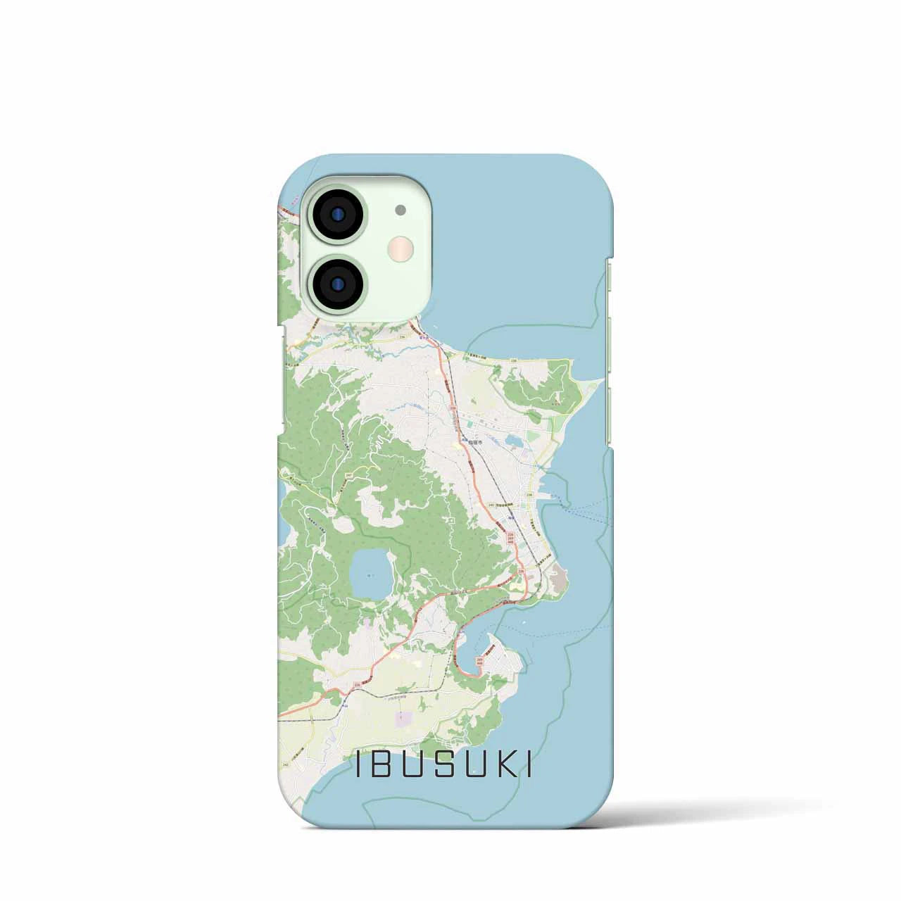 【指宿】地図柄iPhoneケース（バックカバータイプ・ナチュラル）iPhone 12 mini 用