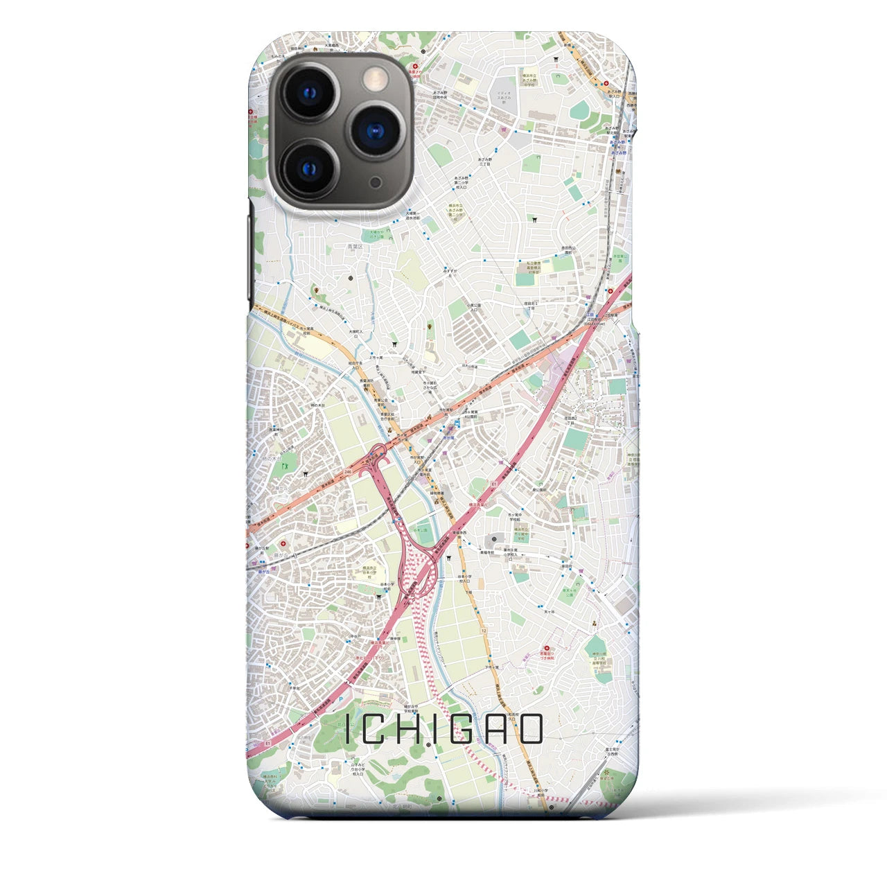【市が尾】地図柄iPhoneケース（バックカバータイプ・ナチュラル）iPhone 11 Pro Max 用