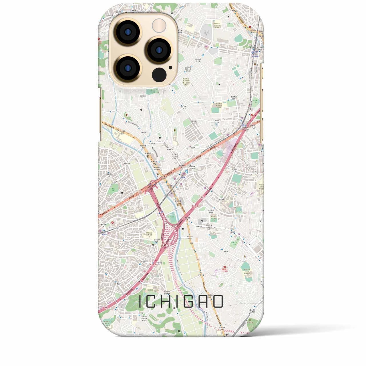 【市が尾】地図柄iPhoneケース（バックカバータイプ・ナチュラル）iPhone 12 Pro Max 用