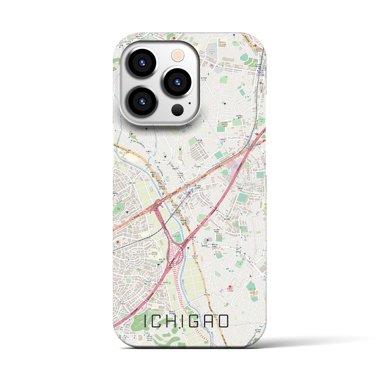 【市が尾】地図柄iPhoneケース（バックカバータイプ・ナチュラル）iPhone 13 Pro 用