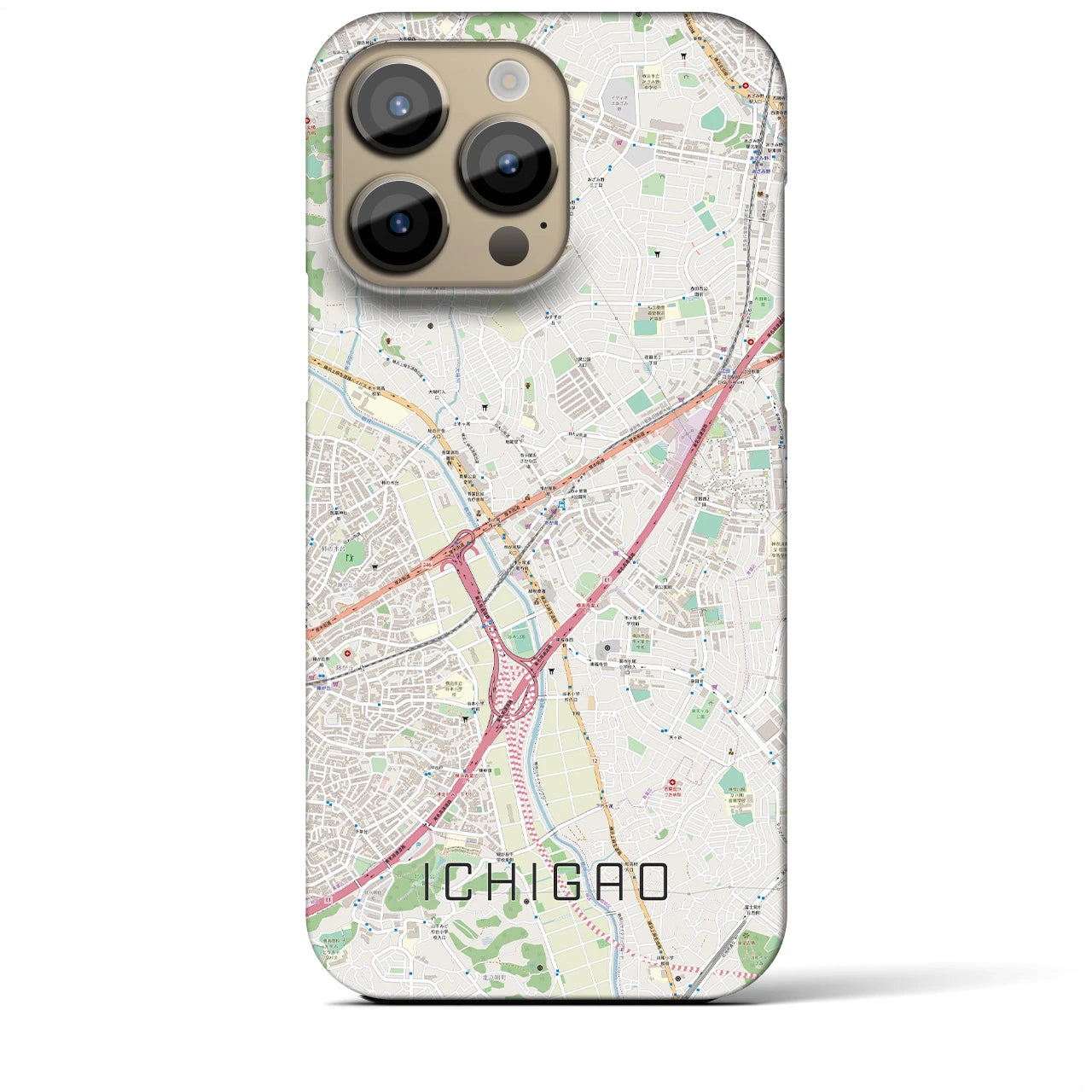 【市が尾】地図柄iPhoneケース（バックカバータイプ・ナチュラル）iPhone 14 Pro Max 用