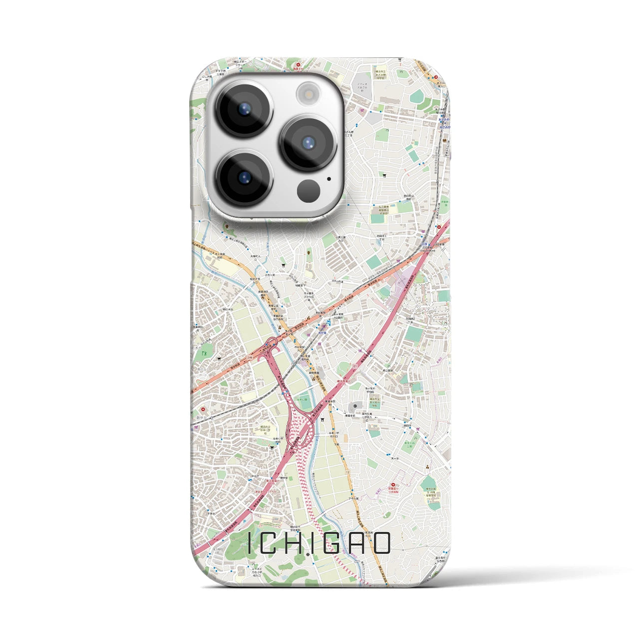 【市が尾】地図柄iPhoneケース（バックカバータイプ・ナチュラル）iPhone 14 Pro 用