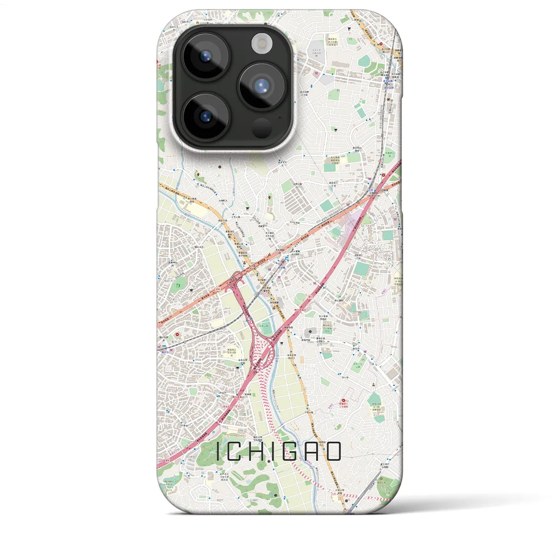 【市が尾】地図柄iPhoneケース（バックカバータイプ・ナチュラル）iPhone 15 Pro Max 用