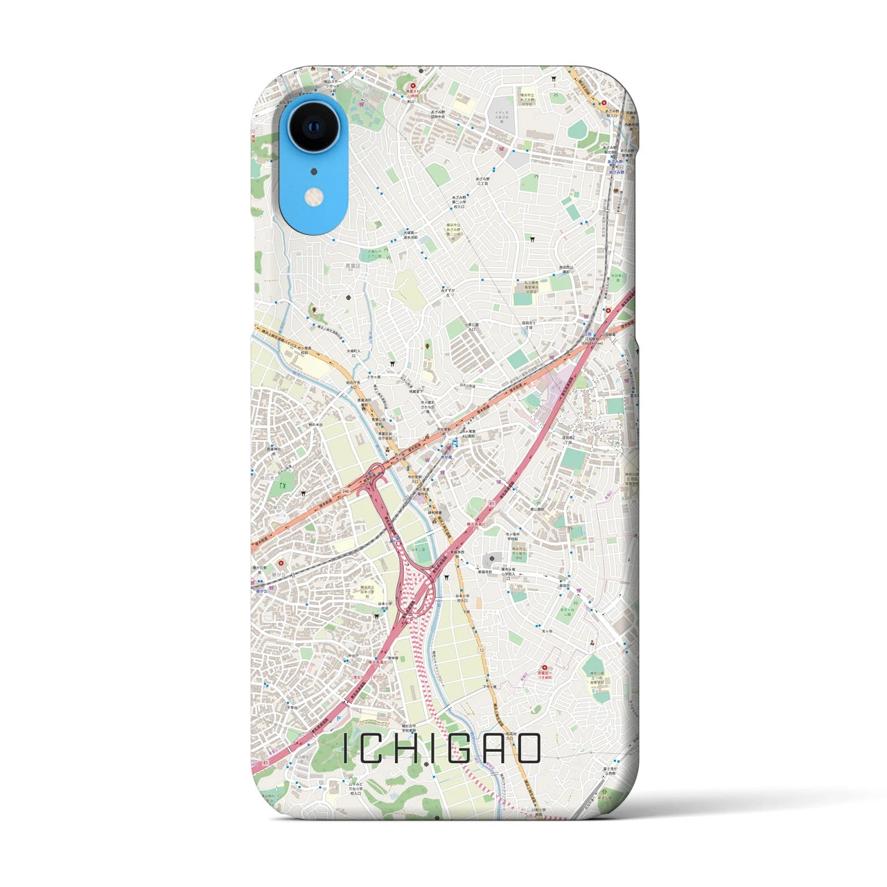 【市が尾】地図柄iPhoneケース（バックカバータイプ・ナチュラル）iPhone XR 用