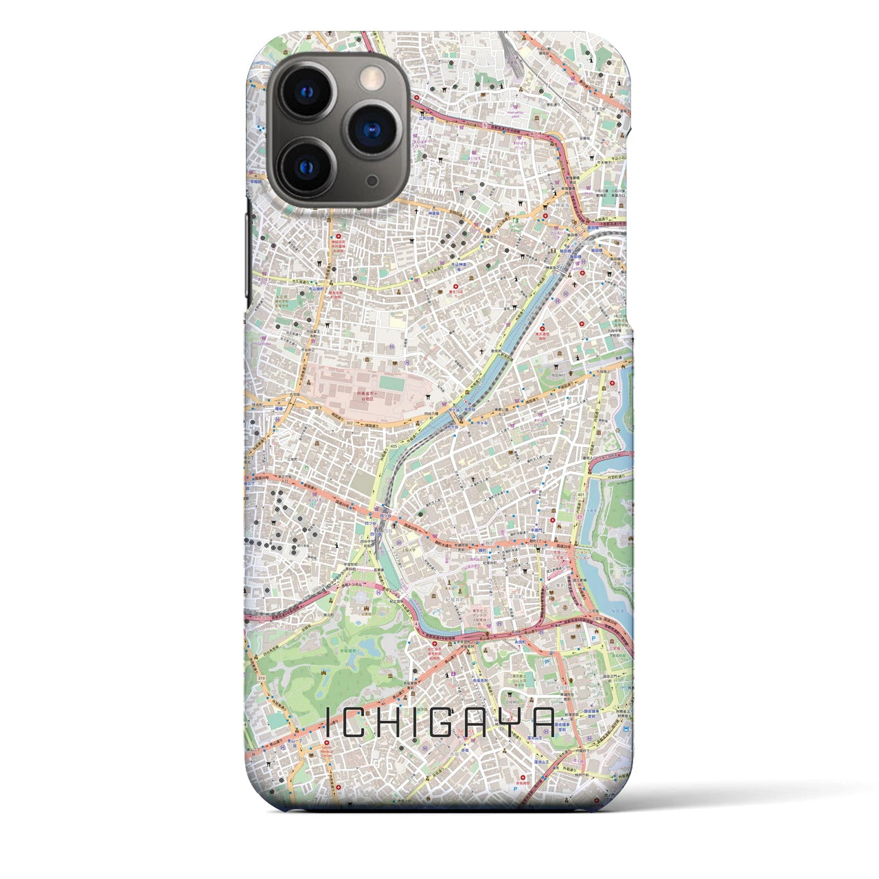 【市ケ谷】地図柄iPhoneケース（バックカバータイプ・ナチュラル）iPhone 11 Pro Max 用