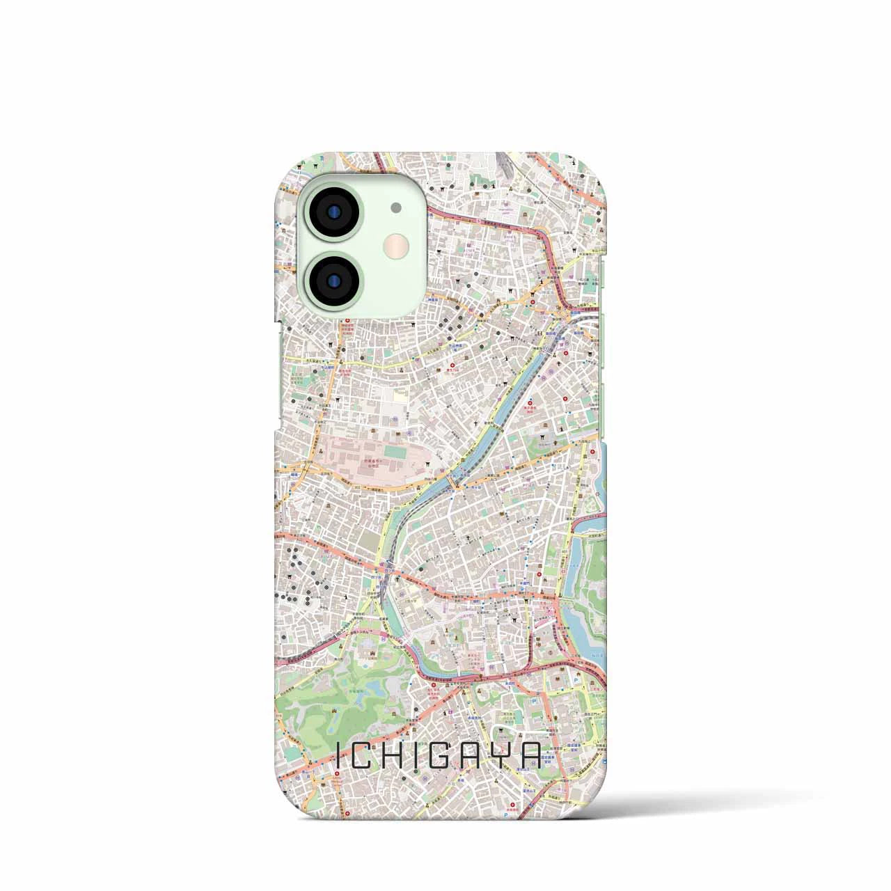 【市ケ谷】地図柄iPhoneケース（バックカバータイプ・ナチュラル）iPhone 12 mini 用