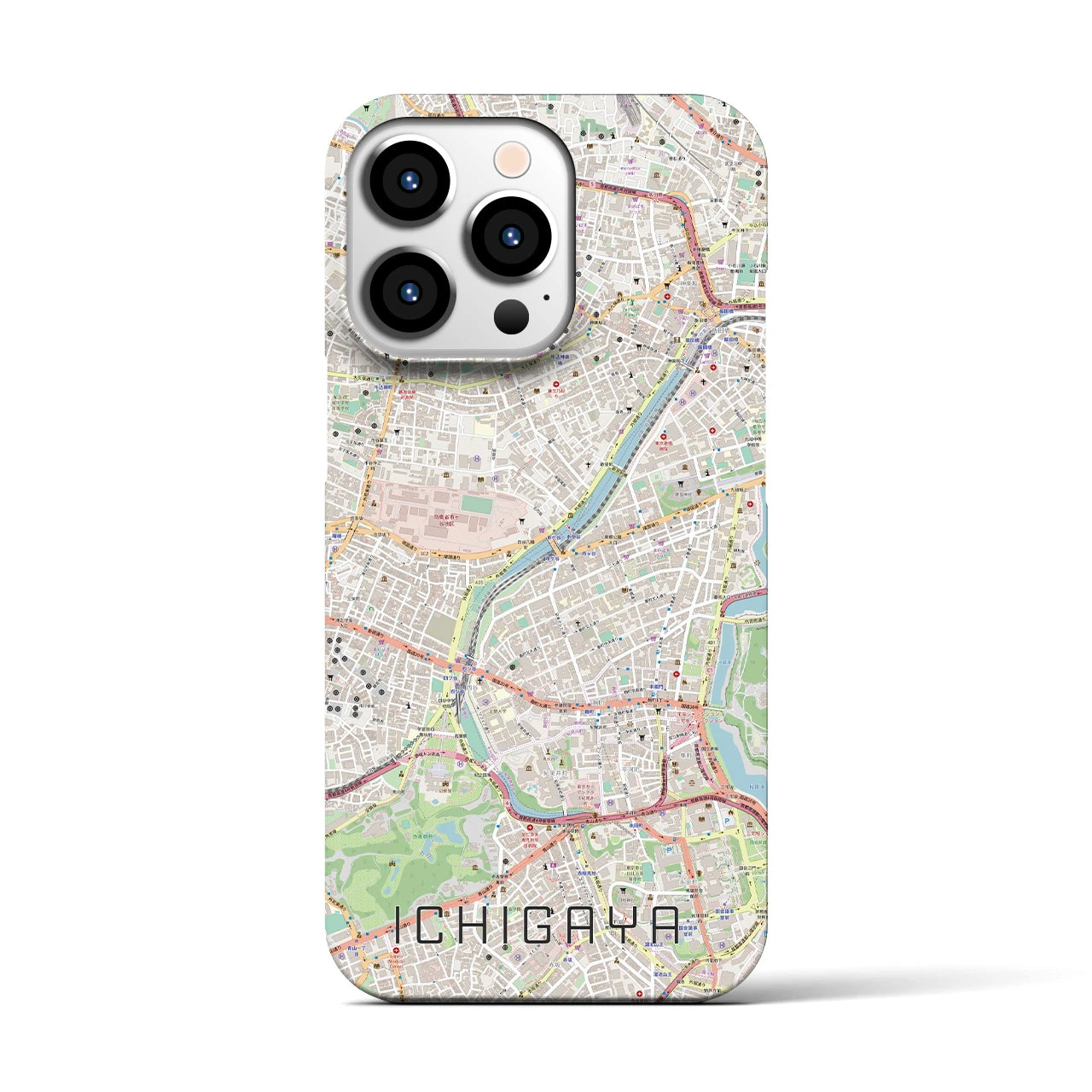 【市ケ谷】地図柄iPhoneケース（バックカバータイプ・ナチュラル）iPhone 13 Pro 用