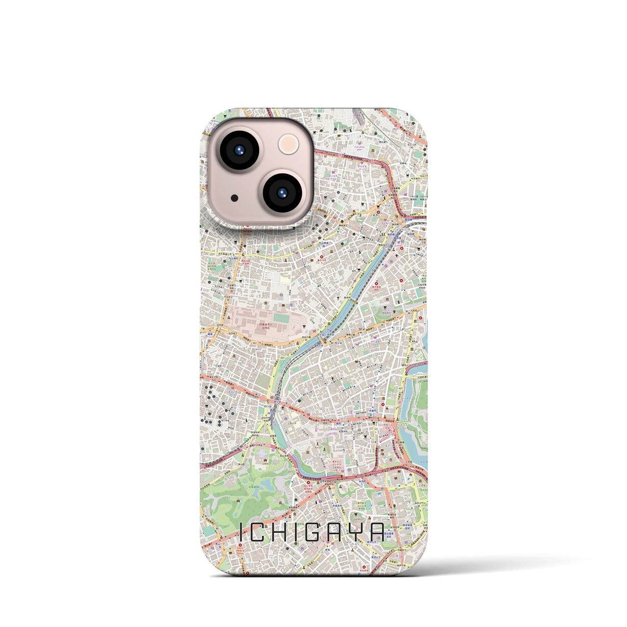 【市ケ谷】地図柄iPhoneケース（バックカバータイプ・ナチュラル）iPhone 13 mini 用