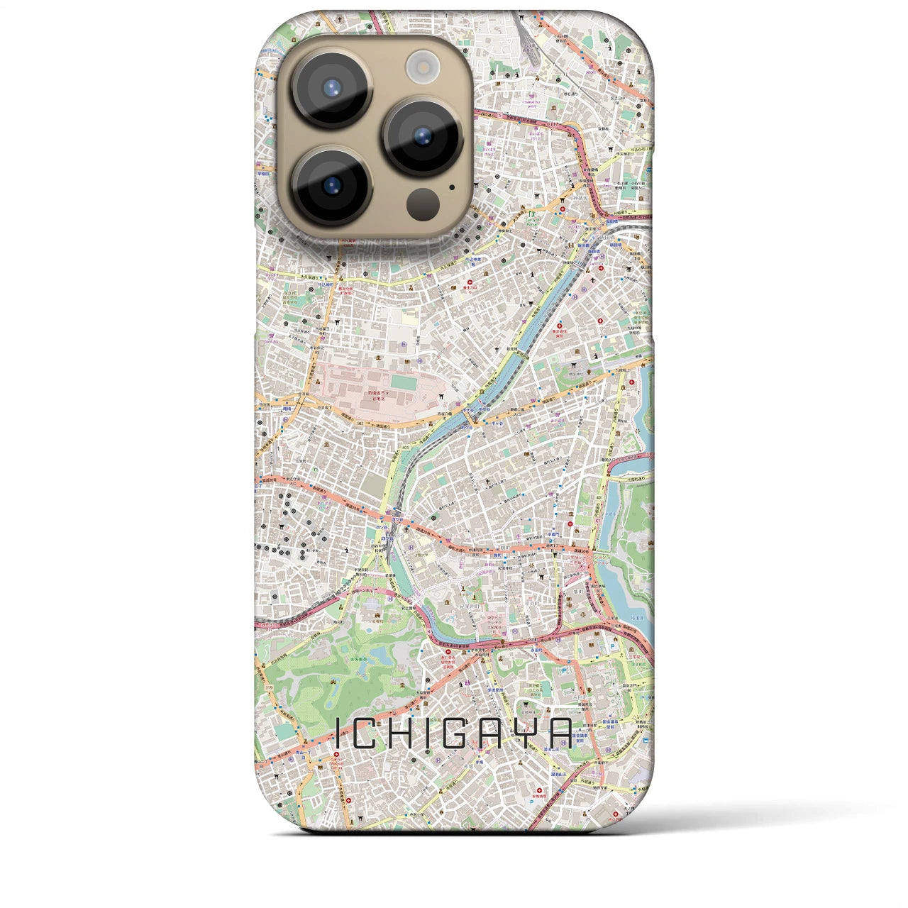 【市ケ谷】地図柄iPhoneケース（バックカバータイプ・ナチュラル）iPhone 14 Pro Max 用