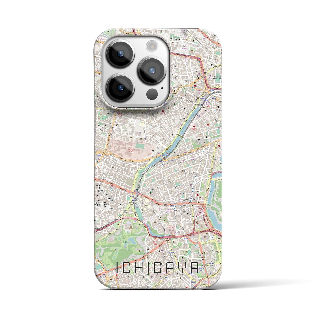 【市ケ谷】地図柄iPhoneケース（バックカバータイプ・ナチュラル）iPhone 14 Pro 用