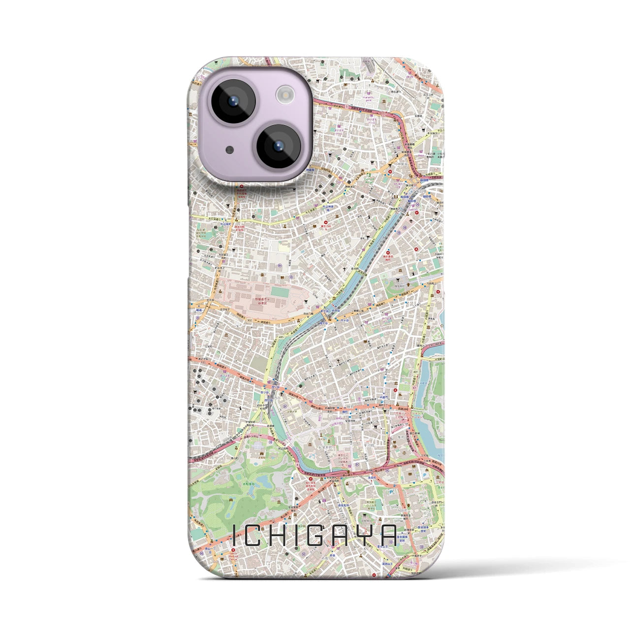 【市ケ谷】地図柄iPhoneケース（バックカバータイプ・ナチュラル）iPhone 14 用