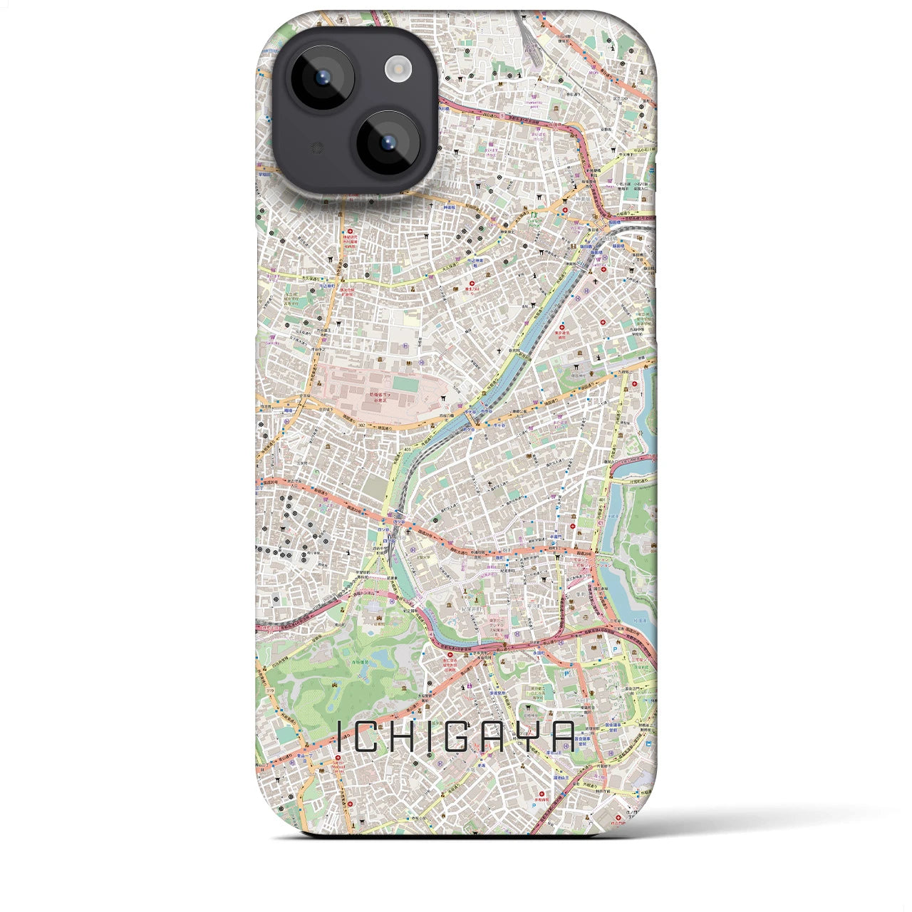 【市ケ谷】地図柄iPhoneケース（バックカバータイプ・ナチュラル）iPhone 14 Plus 用