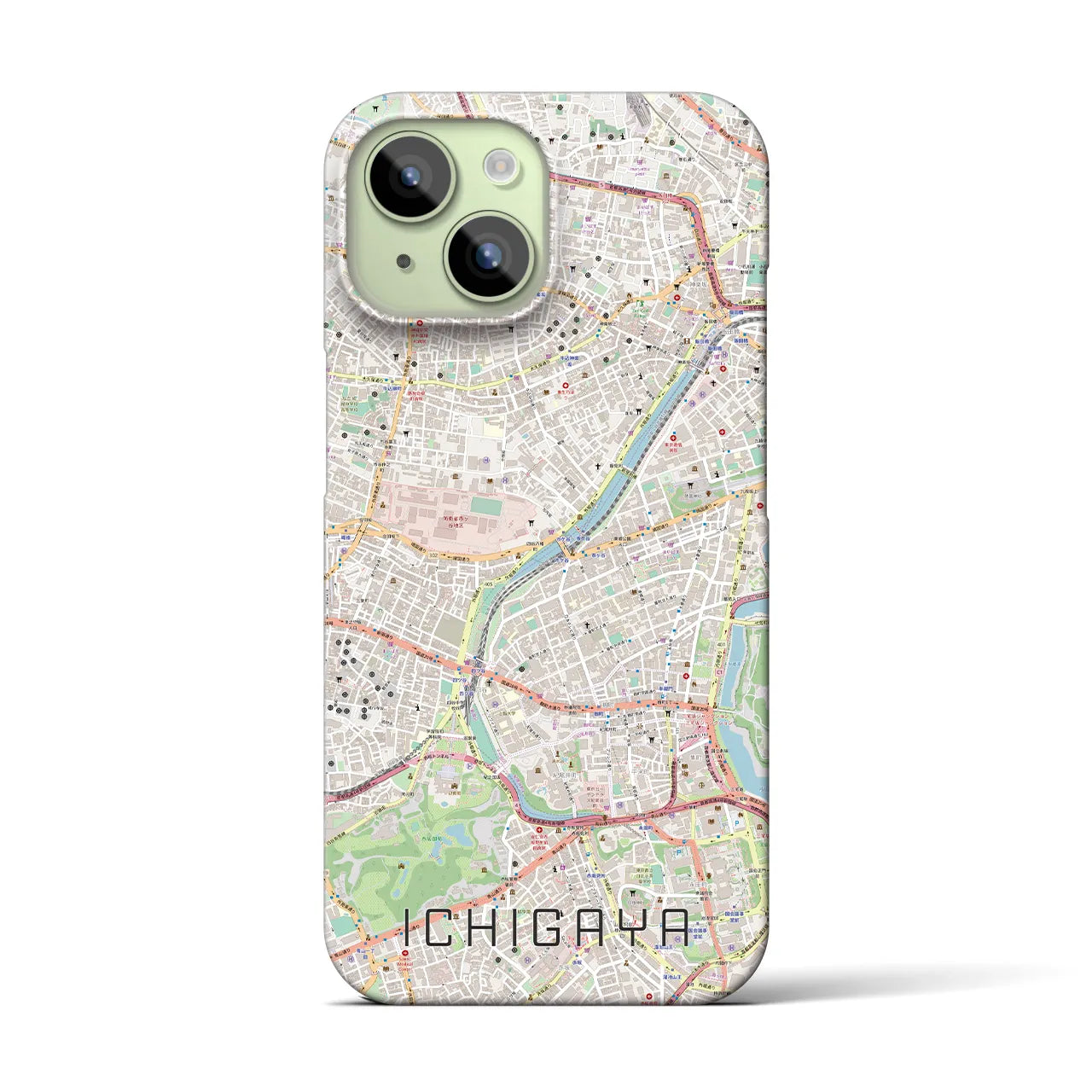 【市ケ谷】地図柄iPhoneケース（バックカバータイプ・ナチュラル）iPhone 15 用